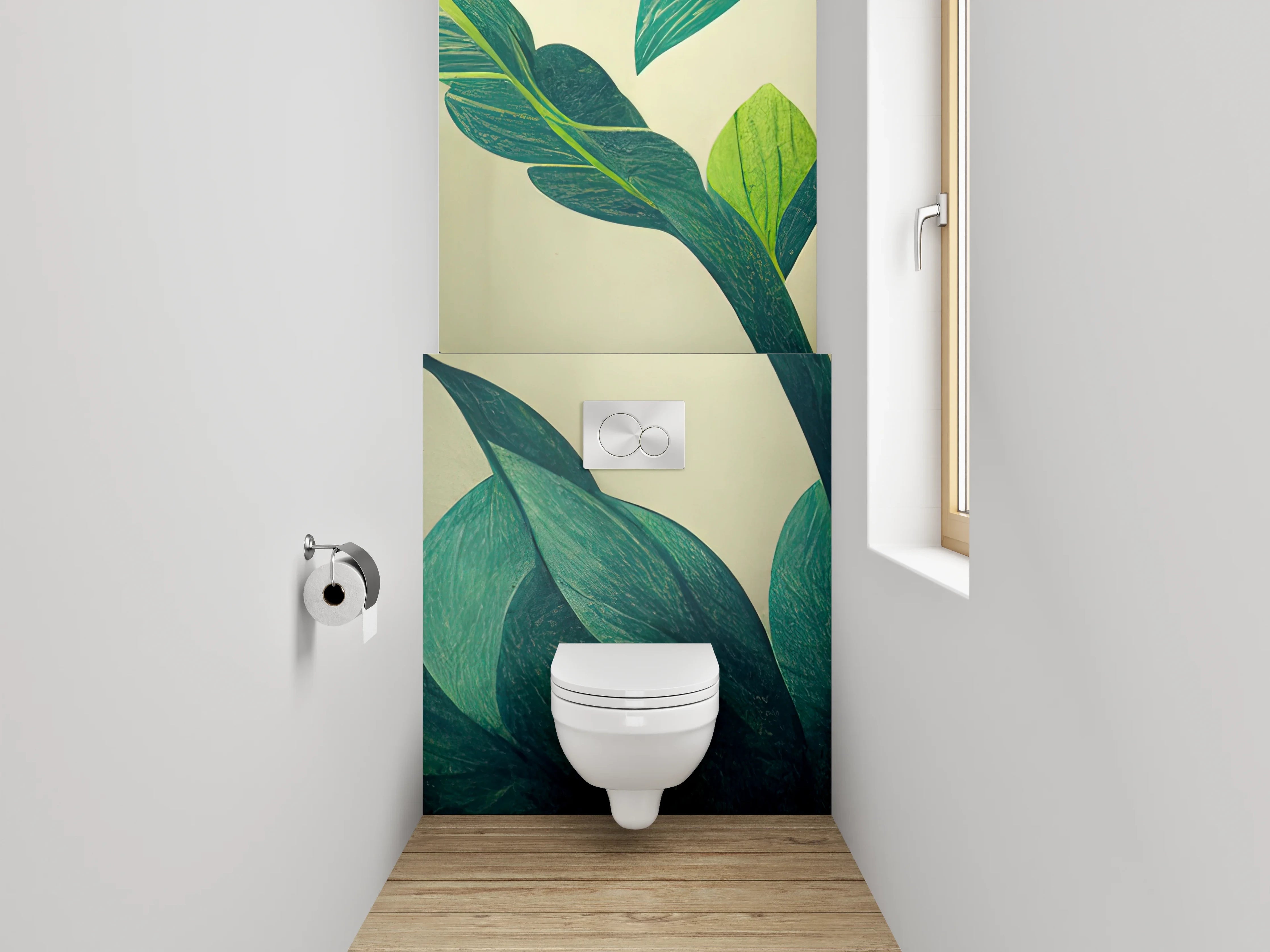 WC-Rückwand - Botanische Blätter Illustration Wanddekor