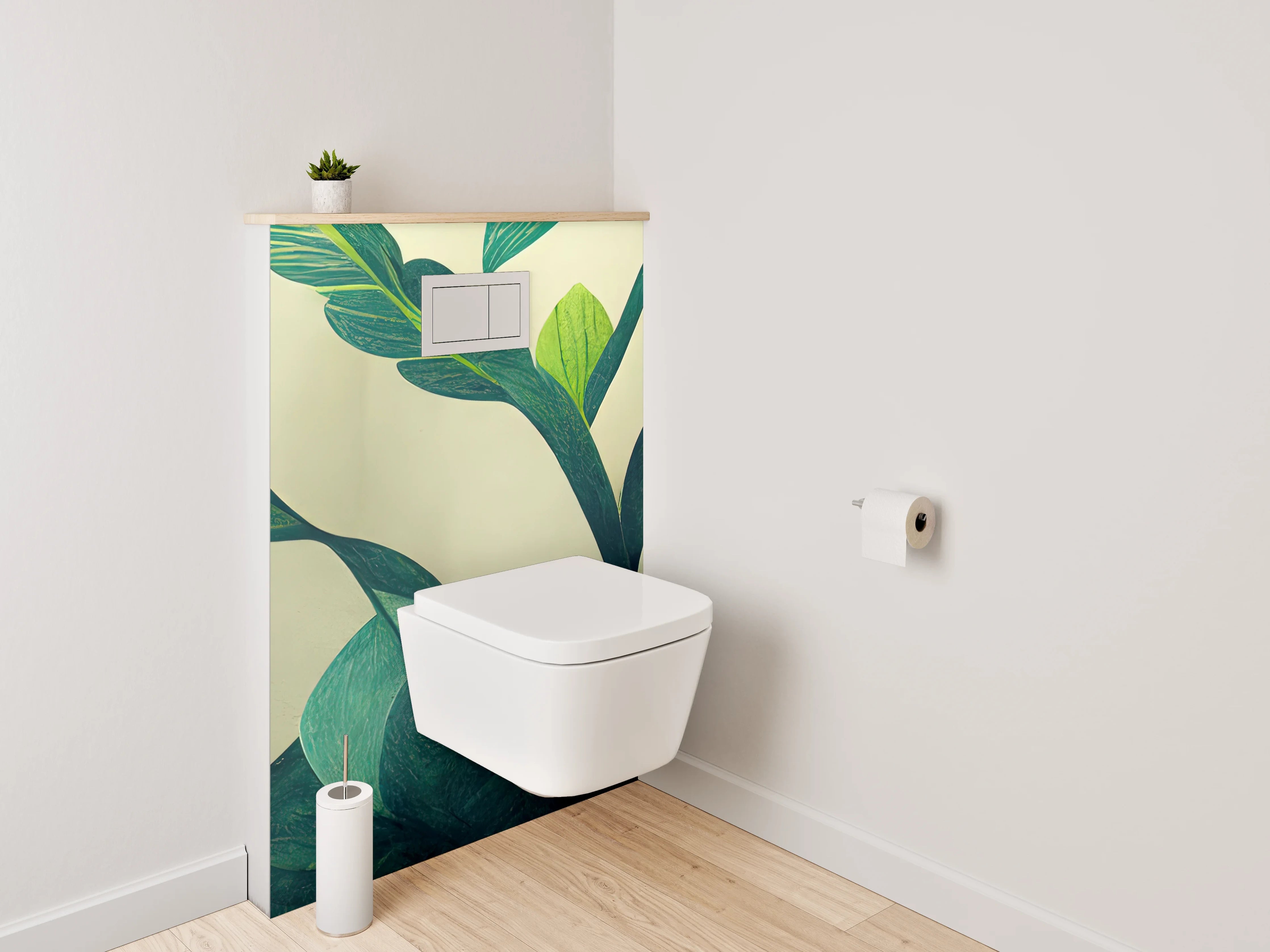 WC-Rückwand - Botanische Blätter Illustration Wanddekor