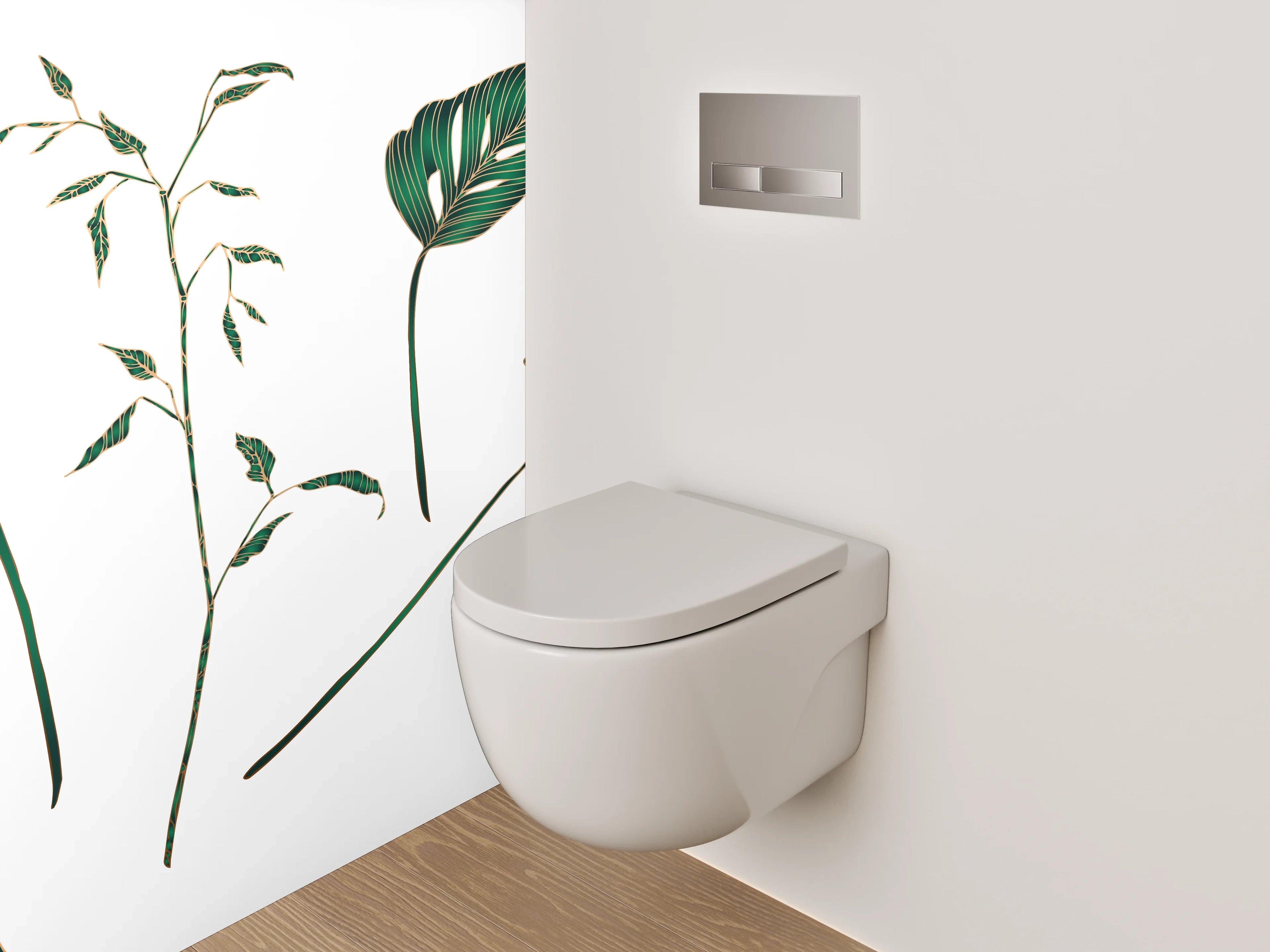 WC-Rückwand - Botanische Blätter Illustration tropisch grün