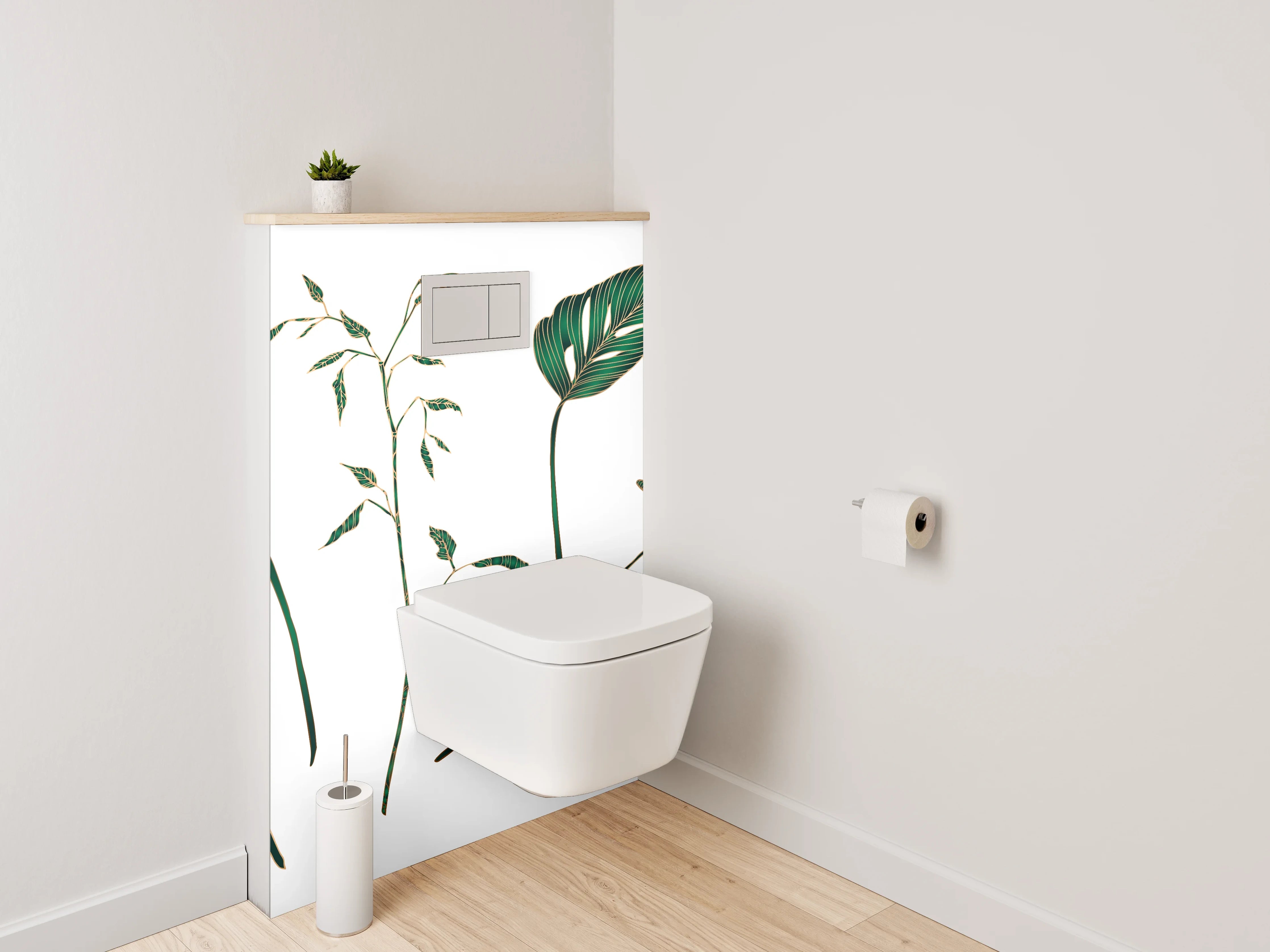 WC-Rückwand - Botanische Blätter Illustration tropisch grün