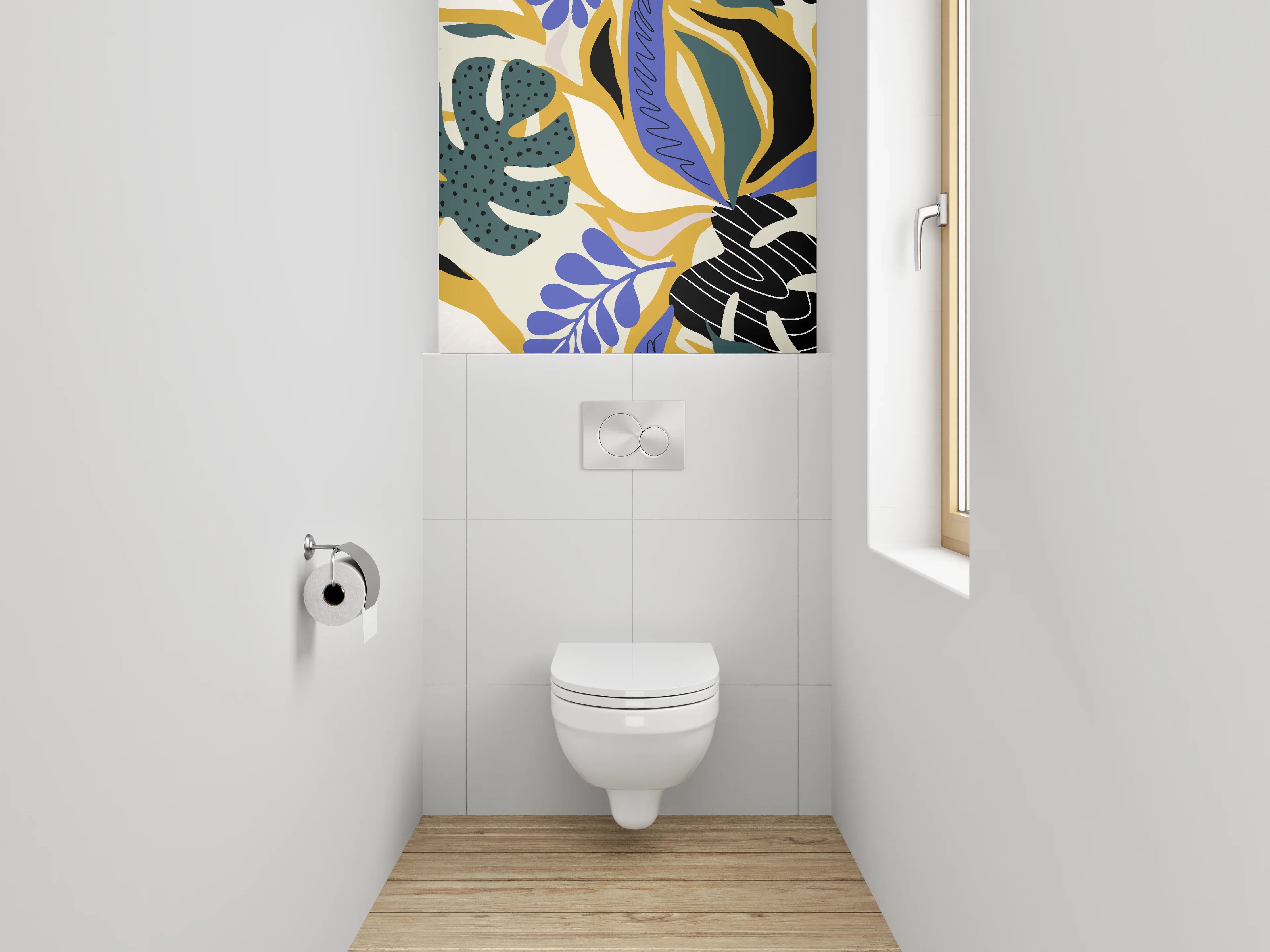 WC-Rückwand - Botanisches Abstract Blätter Muster