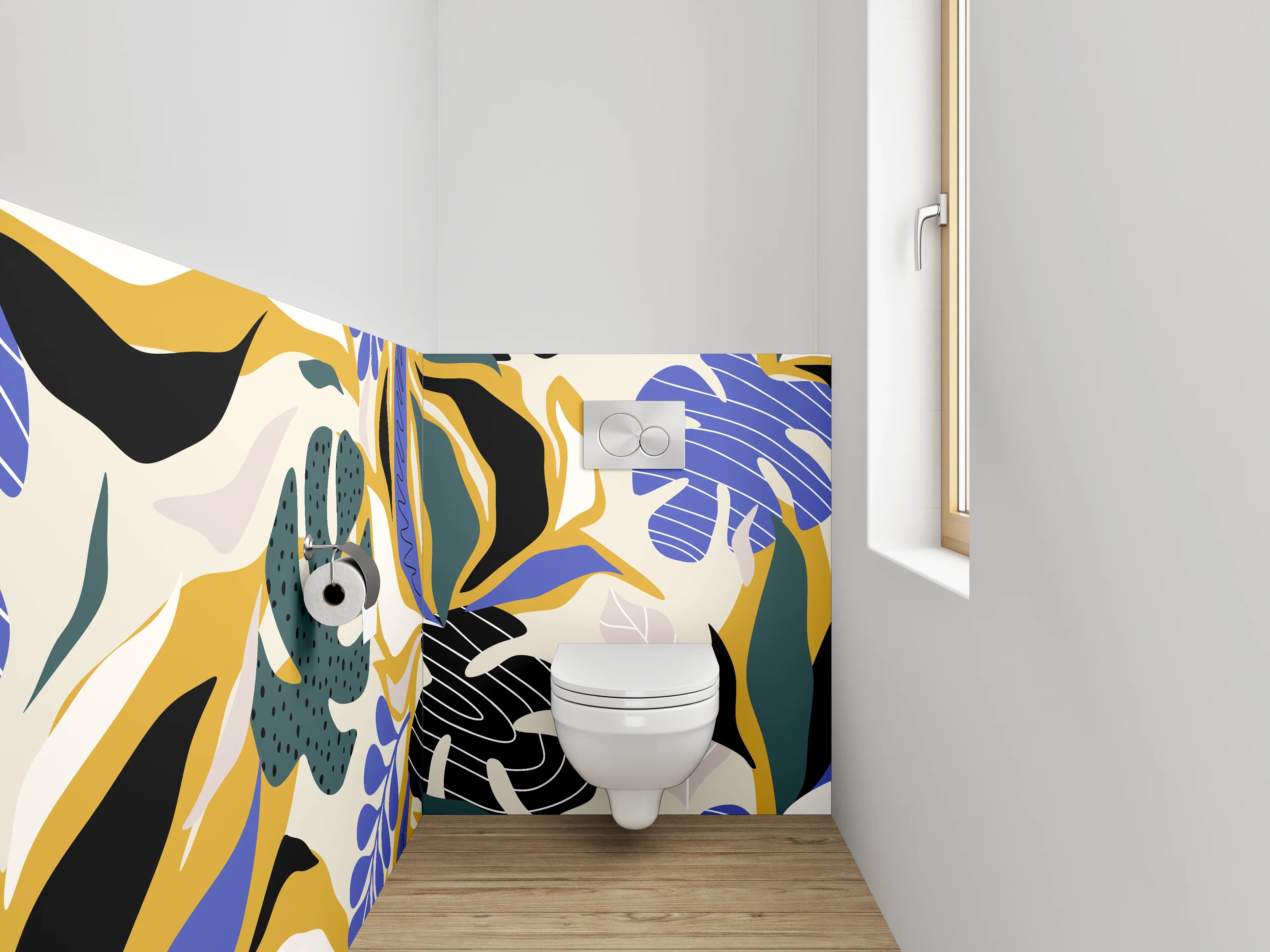 WC-Rückwand - Botanisches Abstract Blätter Muster