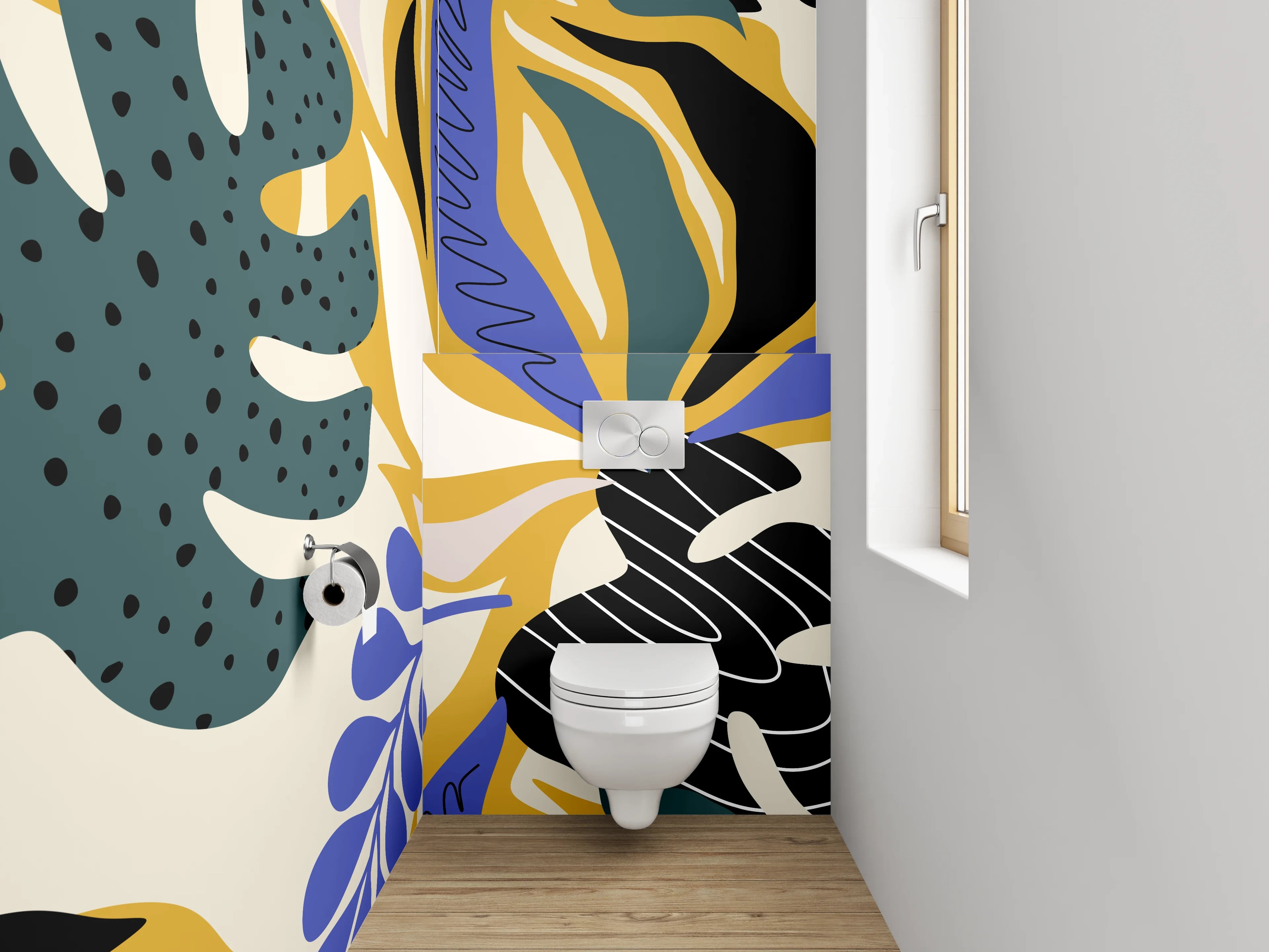 WC-Rückwand - Botanisches Abstract Blätter Muster
