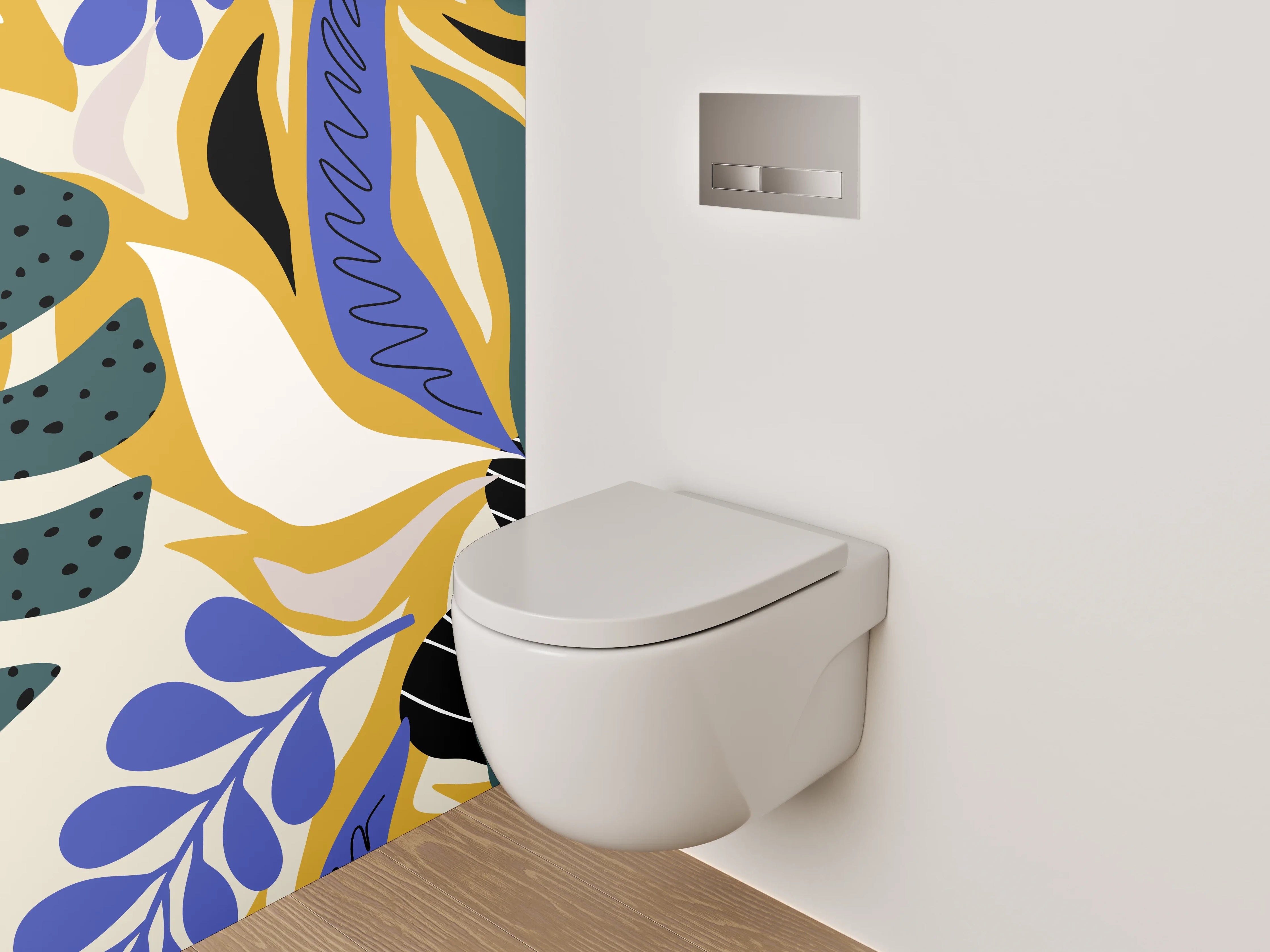 WC-Rückwand - Botanisches Abstract Blätter Muster