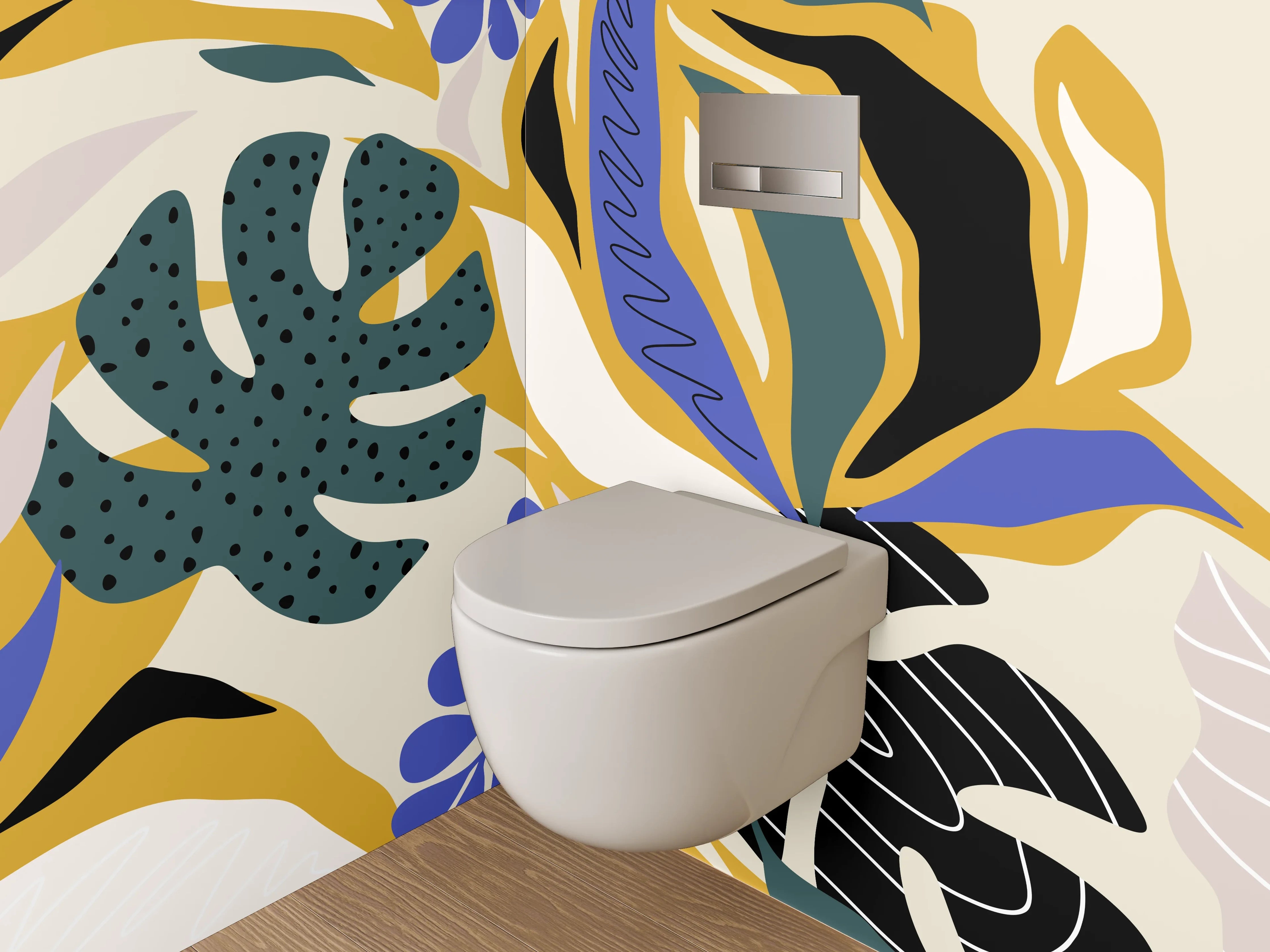 WC-Rückwand - Botanisches Abstract Blätter Muster