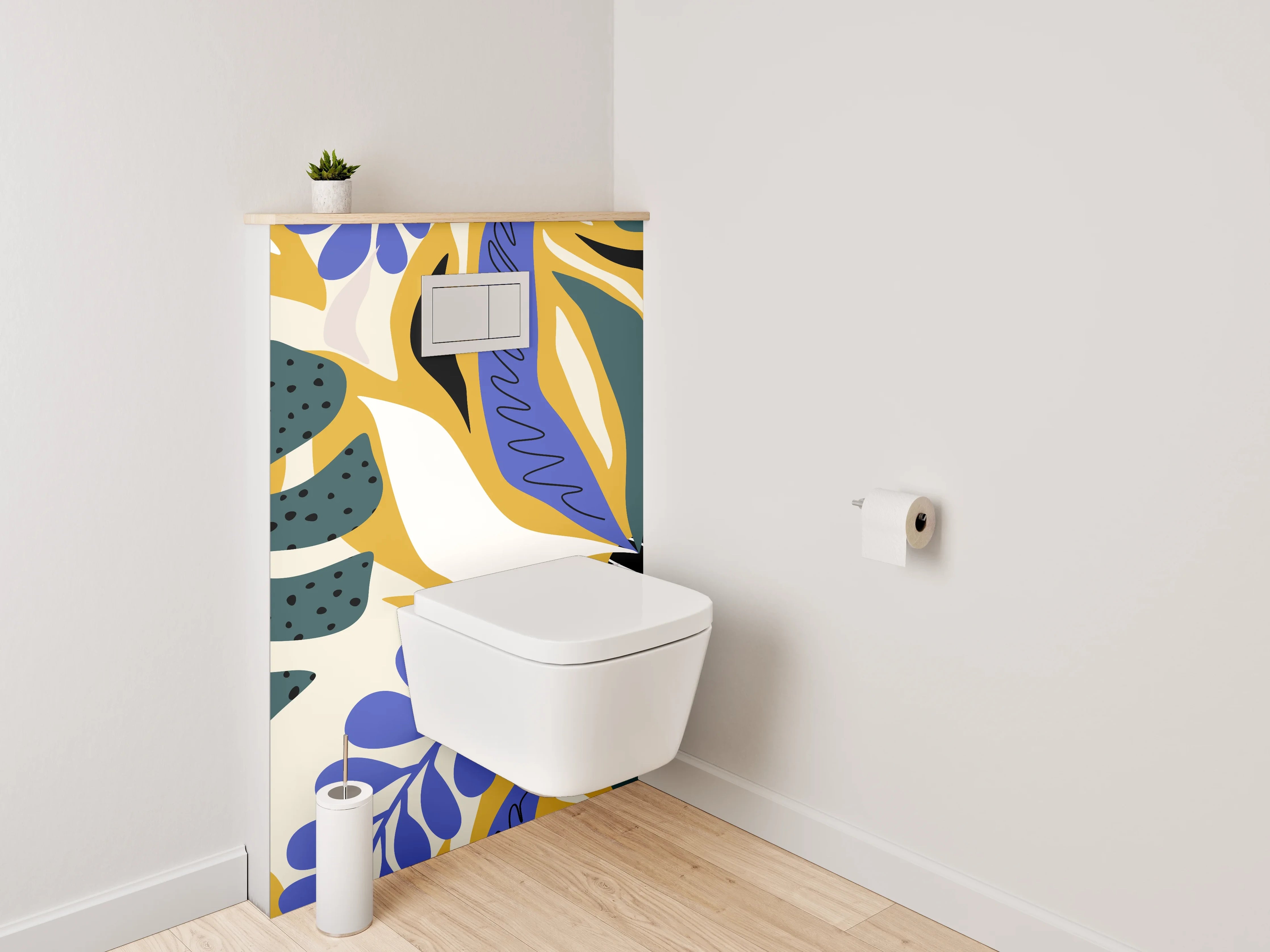 WC-Rückwand - Botanisches Abstract Blätter Muster