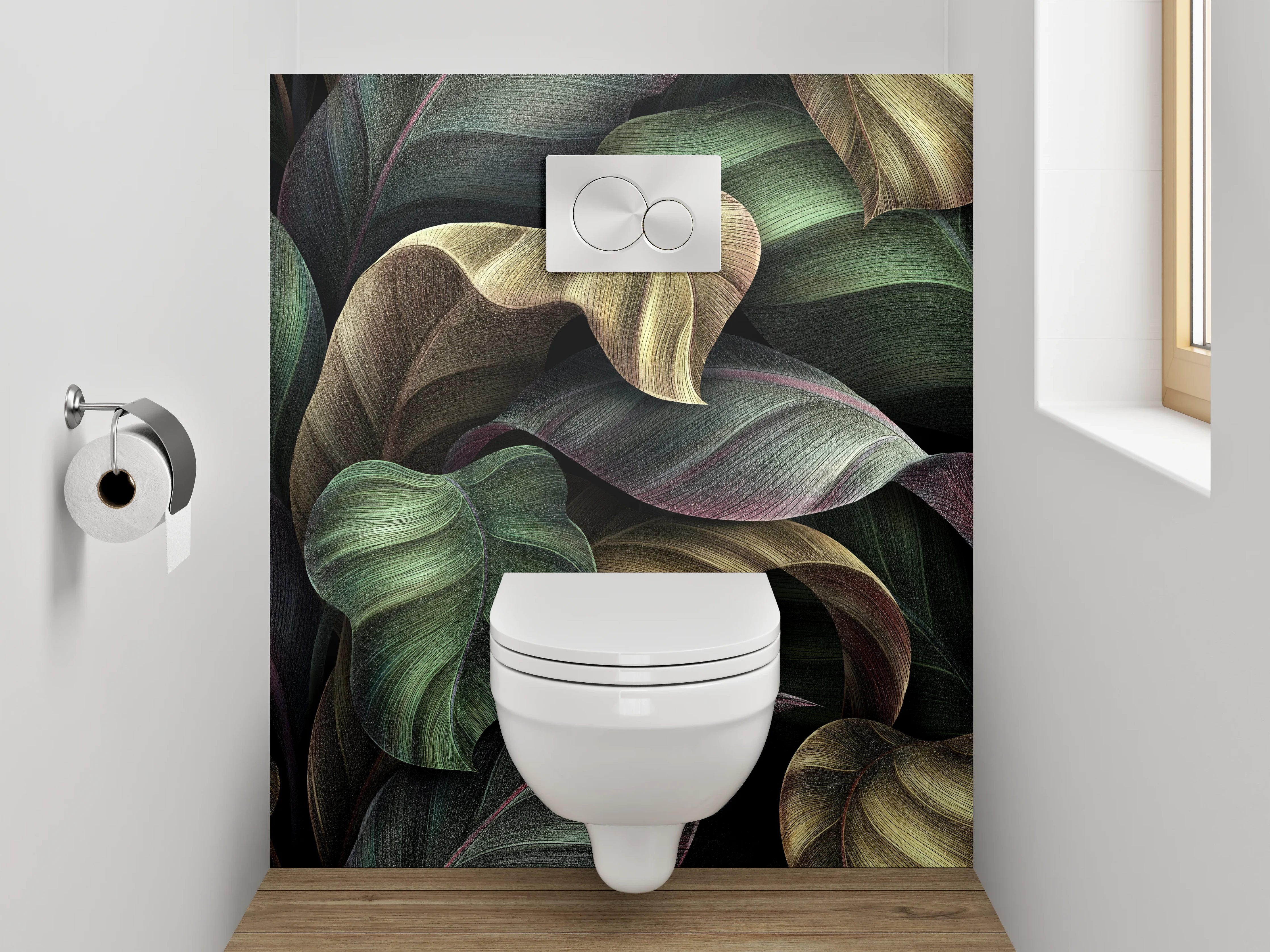 WC-Rückwand - Botanisches Abstract-Blatt Muster