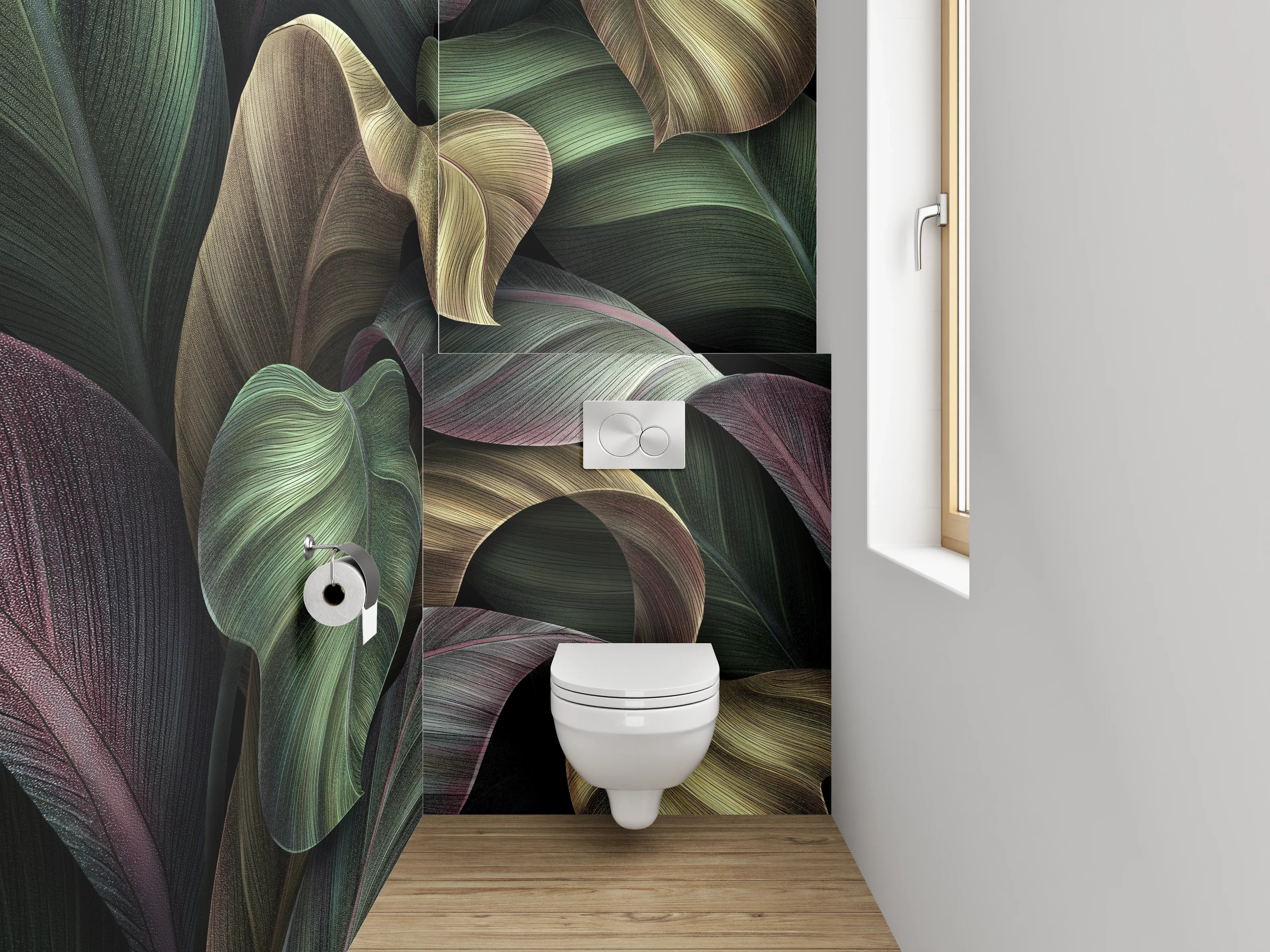 WC-Rückwand - Botanisches Abstract-Blatt Muster