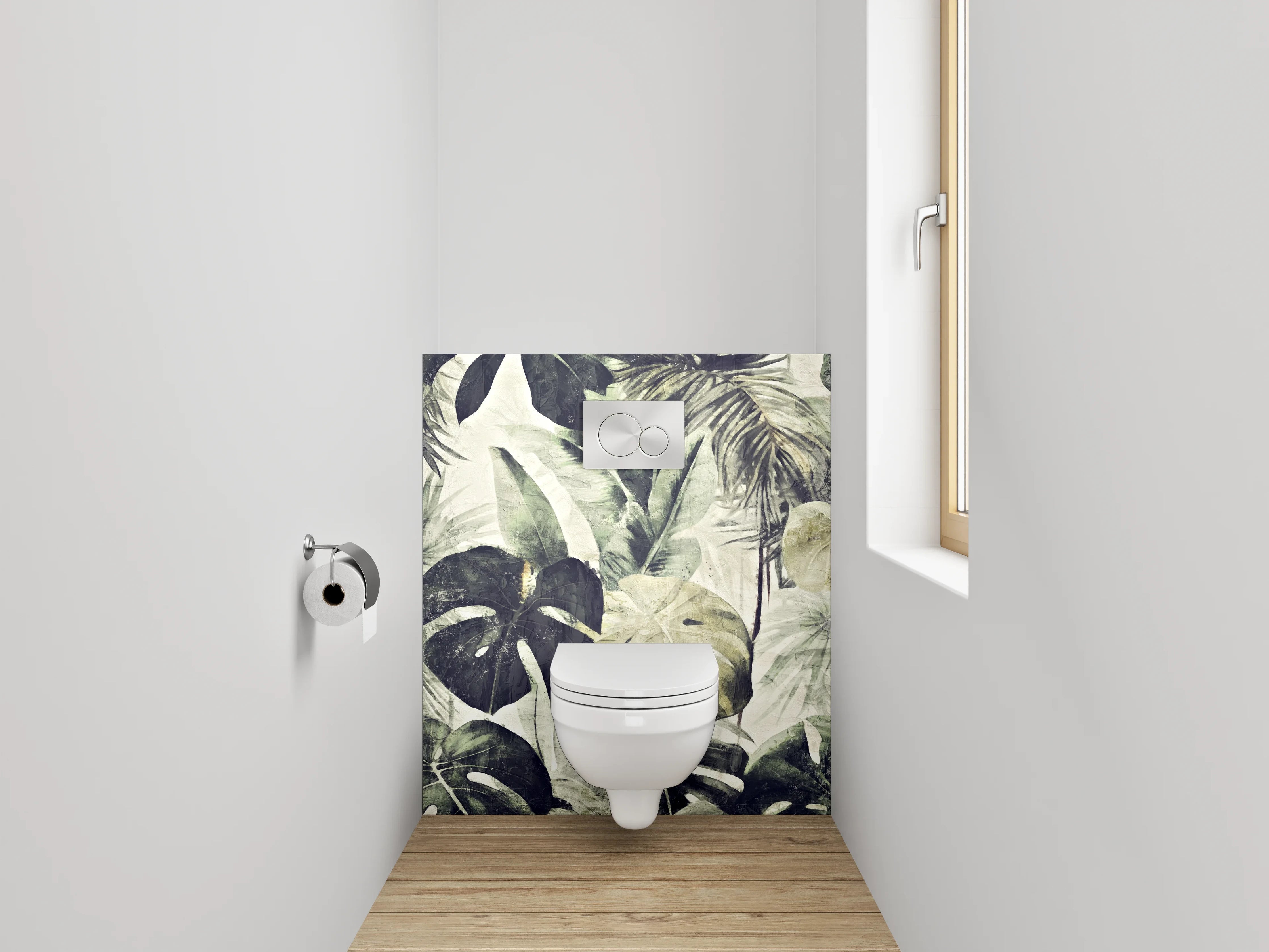 WC-Rückwand - Botanisches Aquarell Dschungel Blätter Design