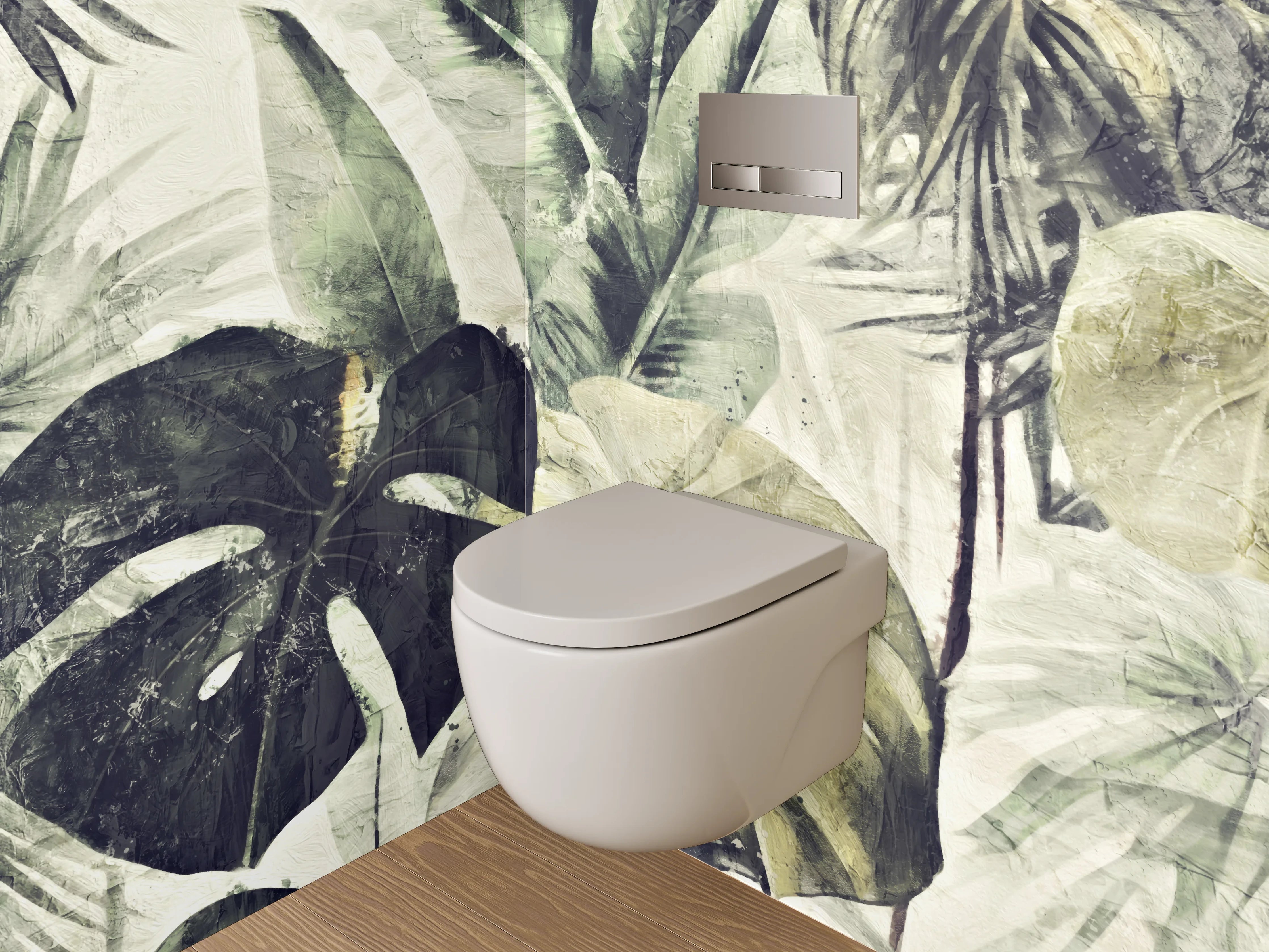 WC-Rückwand - Botanisches Aquarell Dschungel Blätter Design