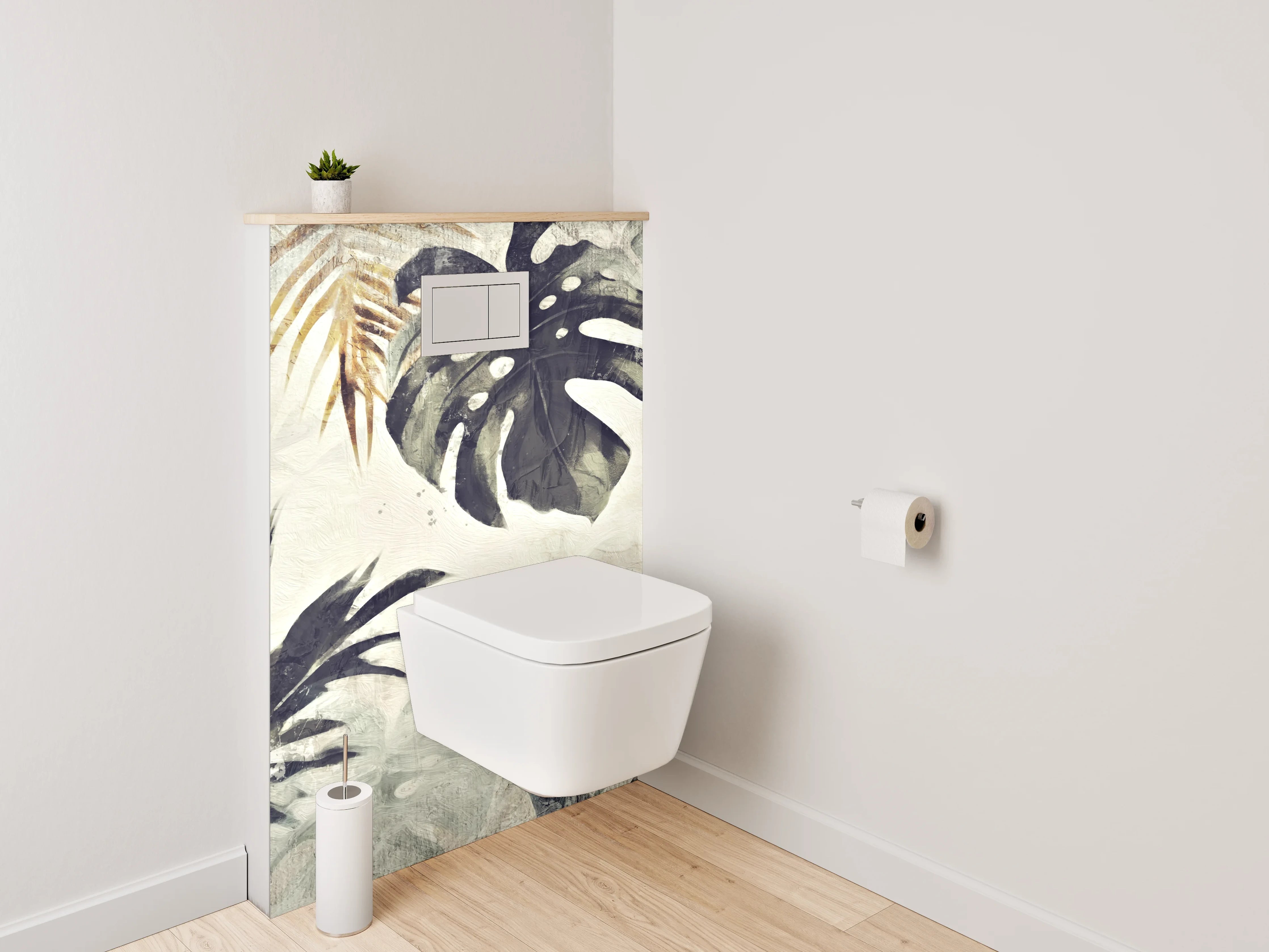 WC-Rückwand - Botanisches Aquarell Dschungel-Design