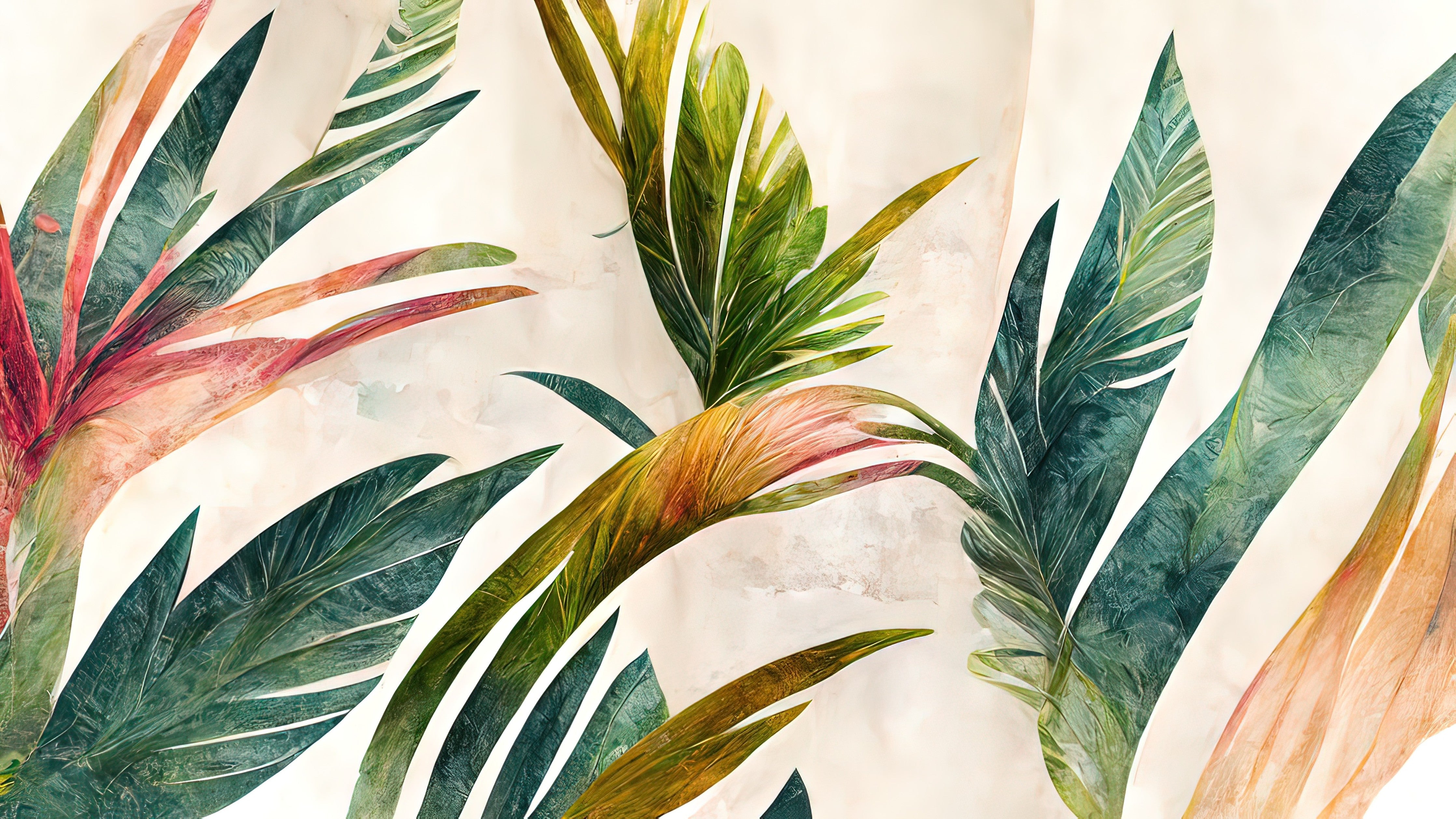 WC-Rückwand-Botanisches Aquarell Dschungelblätter Kunst