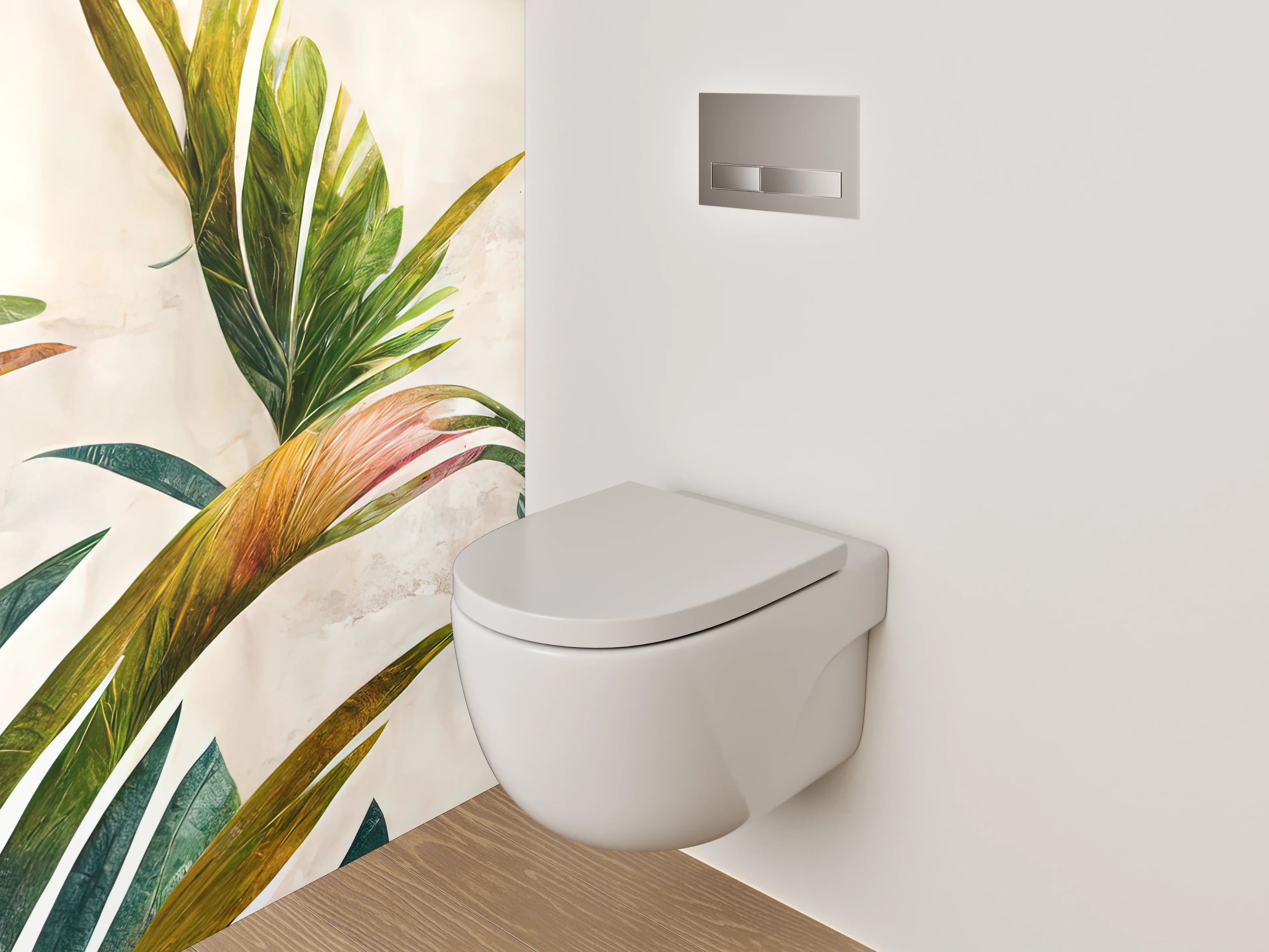 WC-Rückwand - Botanisches Aquarell Dschungelblätter Kunst