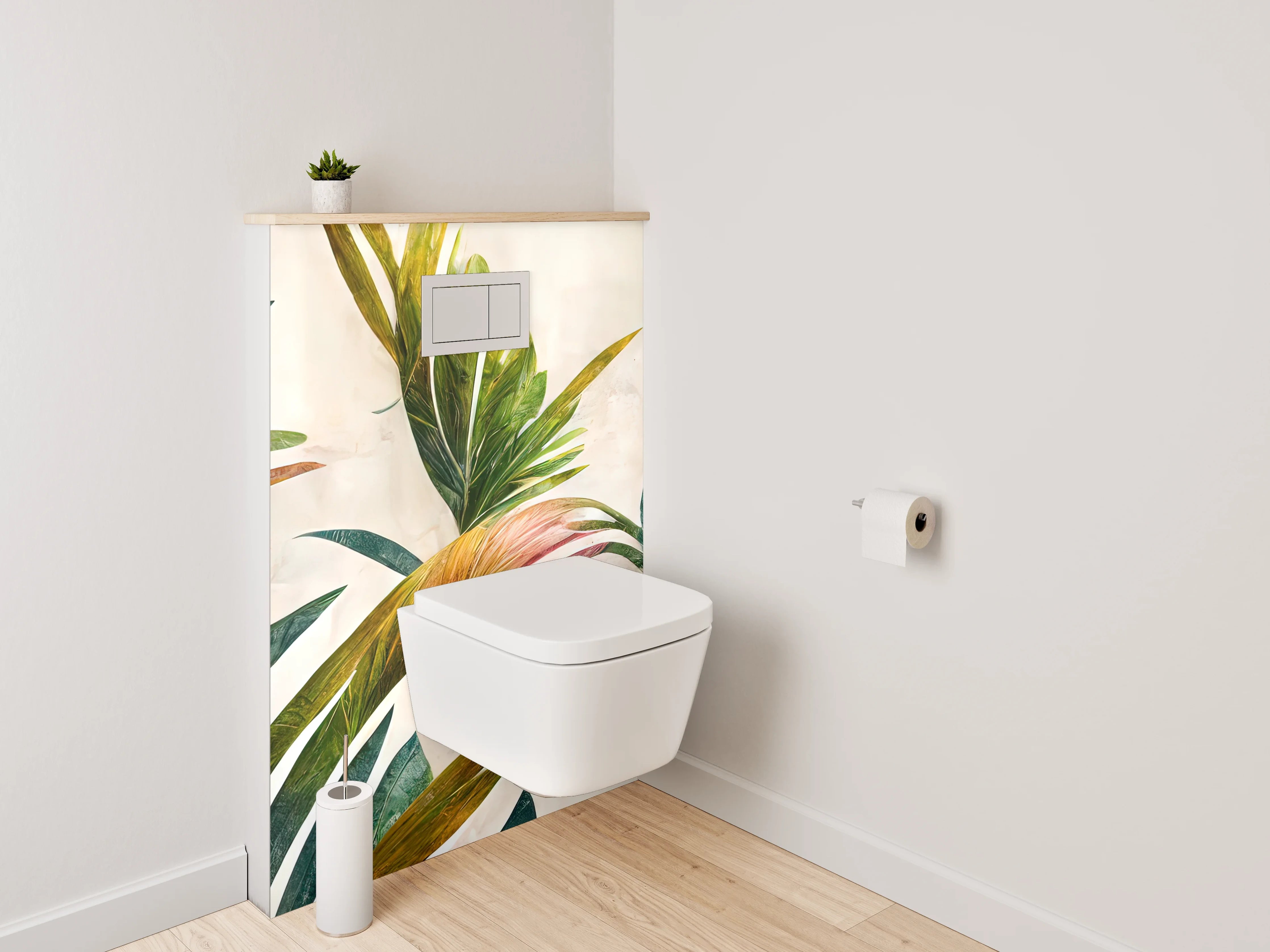 WC-Rückwand - Botanisches Aquarell Dschungelblätter Kunst