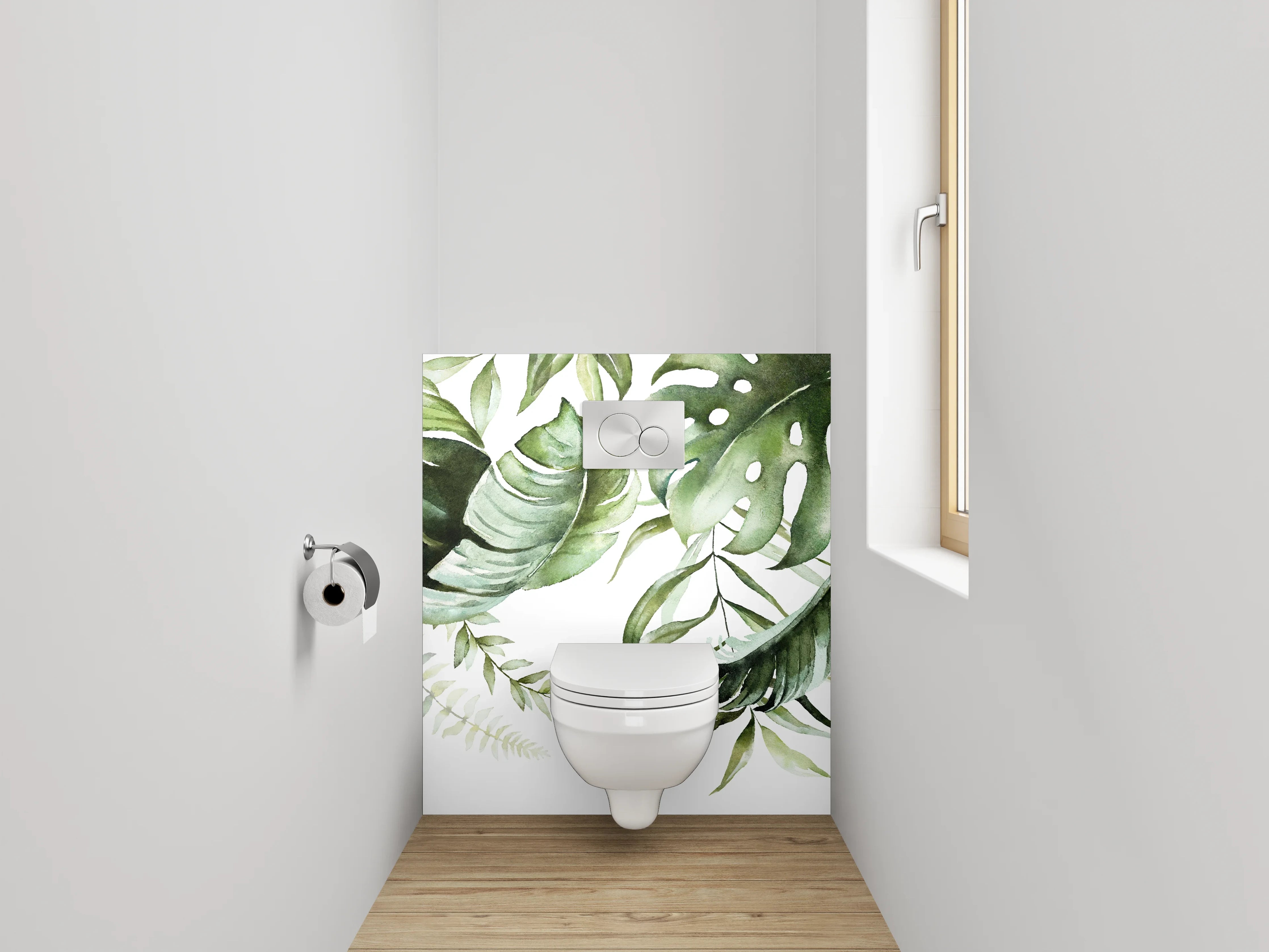 WC-Rückwand - Botanisches Aquarell Jungle Blätter