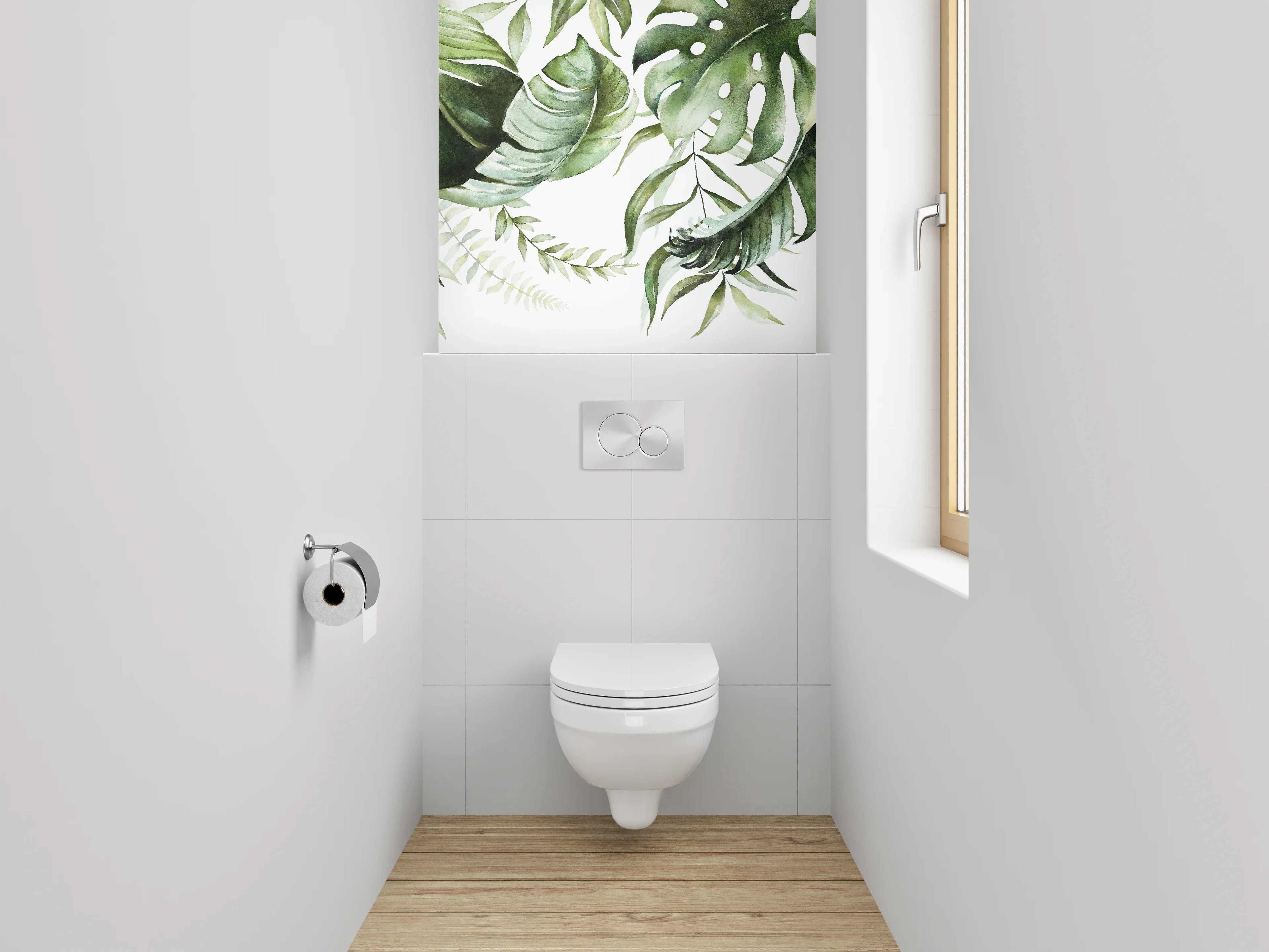 WC-Rückwand - Botanisches Aquarell Jungle Blätter