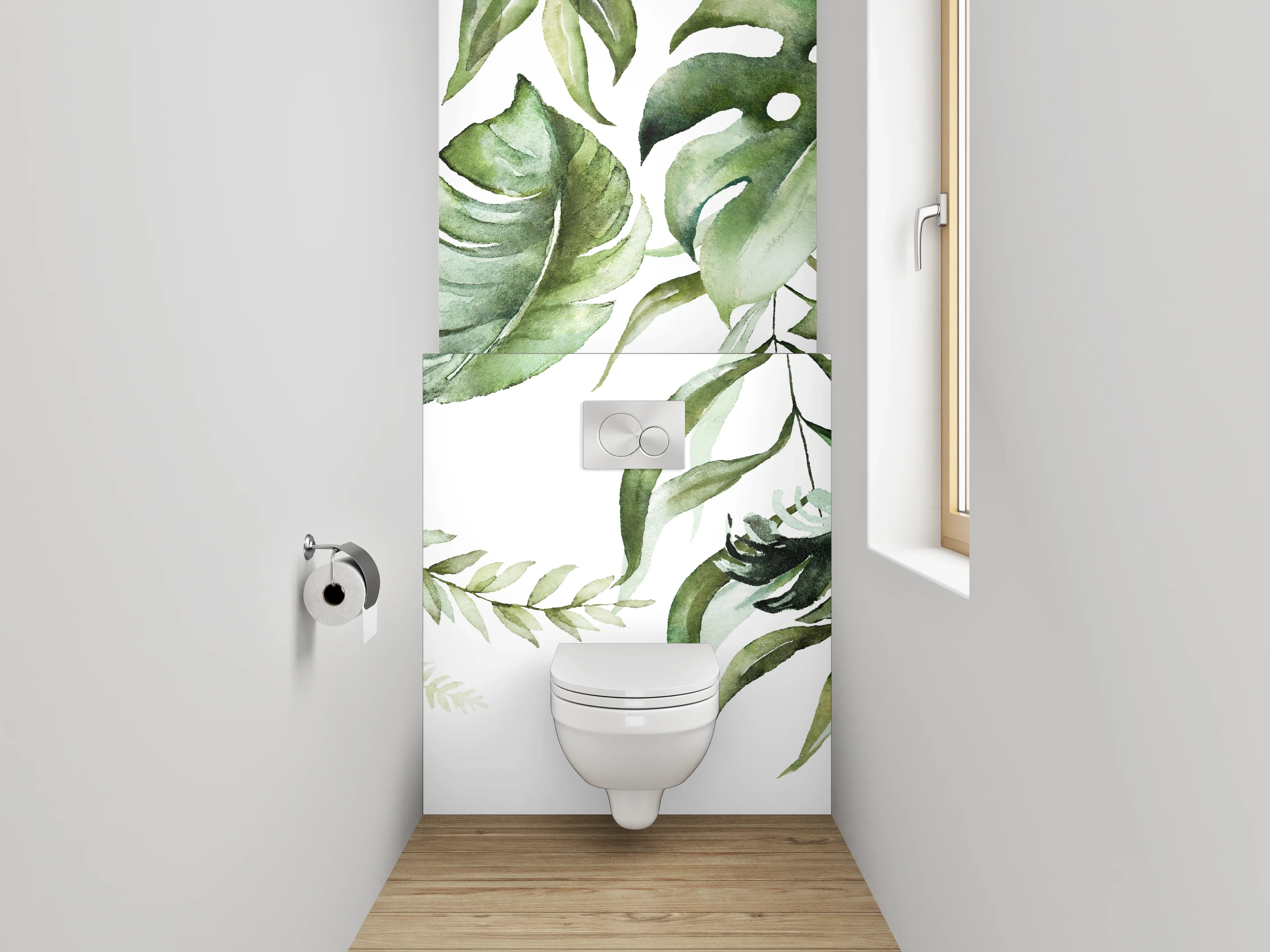 WC-Rückwand - Botanisches Aquarell Jungle Blätter