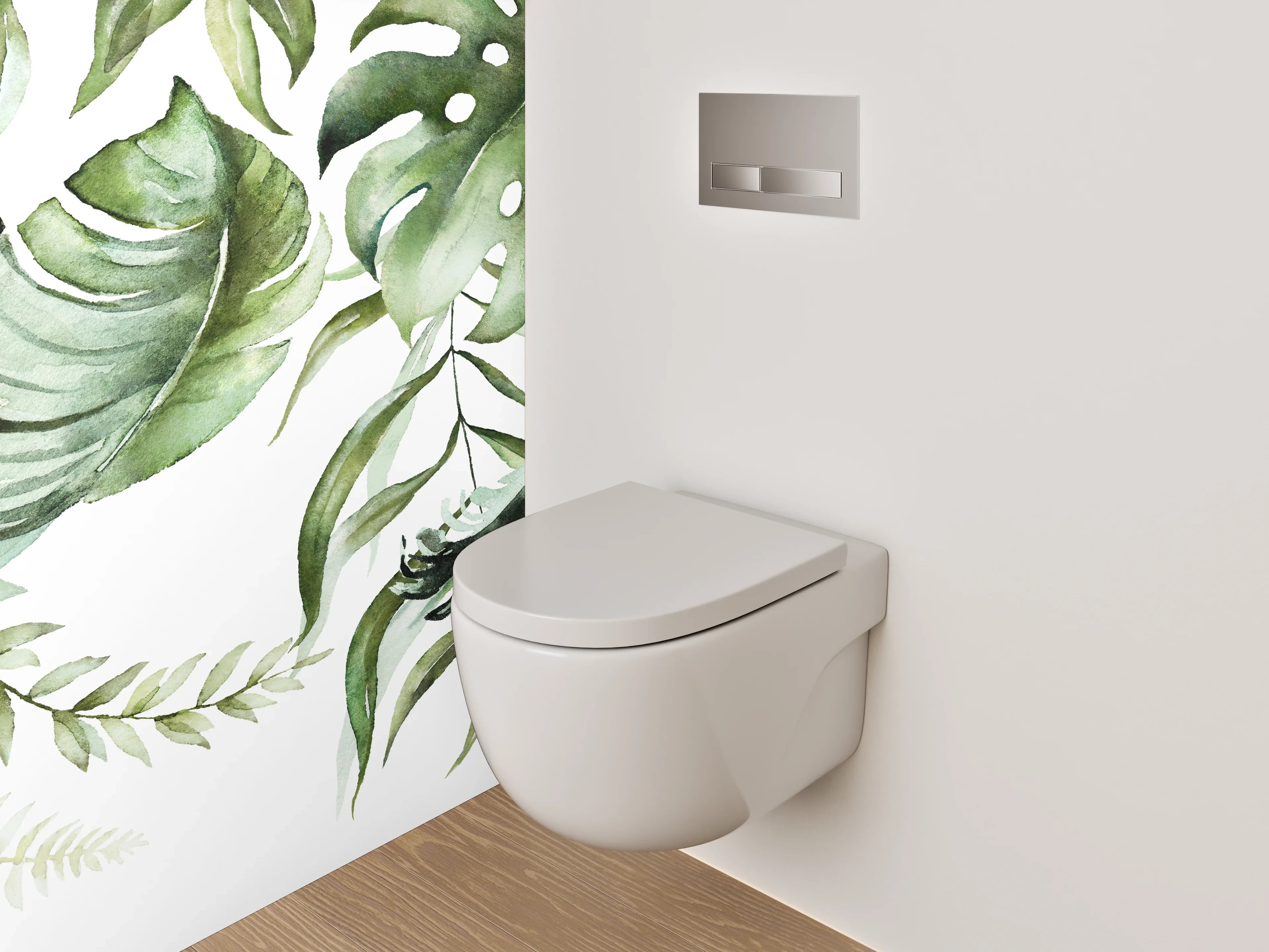WC-Rückwand - Botanisches Aquarell Jungle Blätter