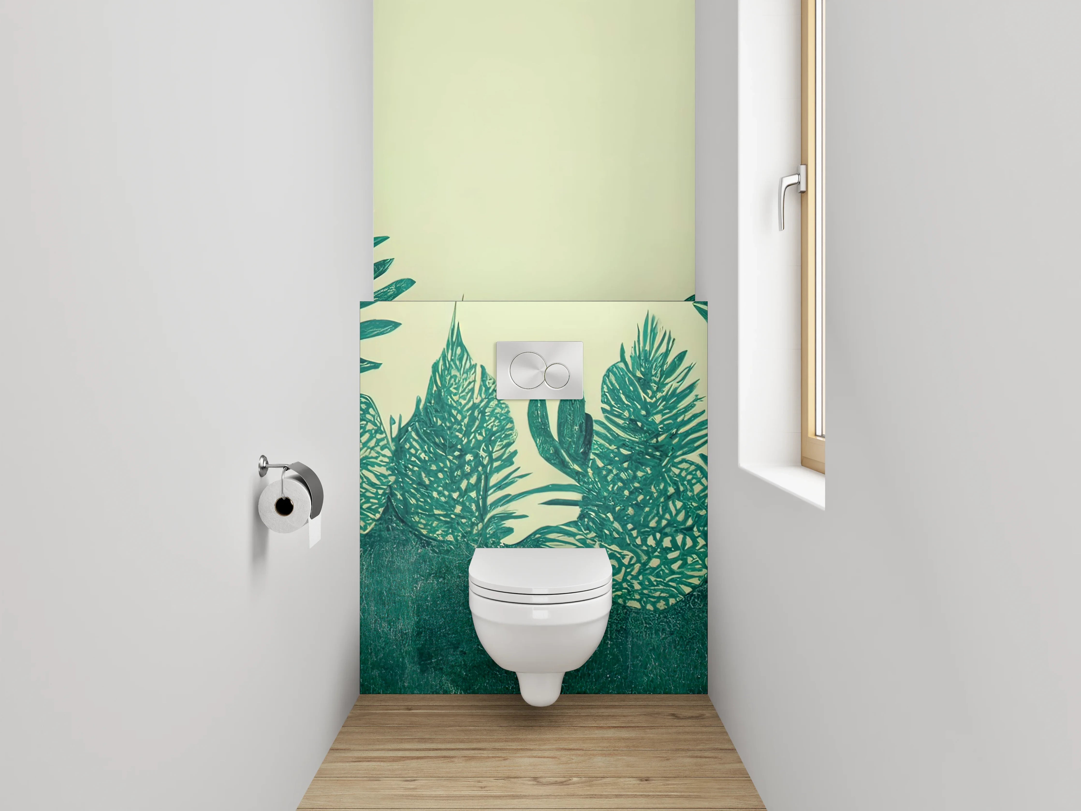 WC-Rückwand - Botanisches Aquarell Pflanzen Grün Illustration