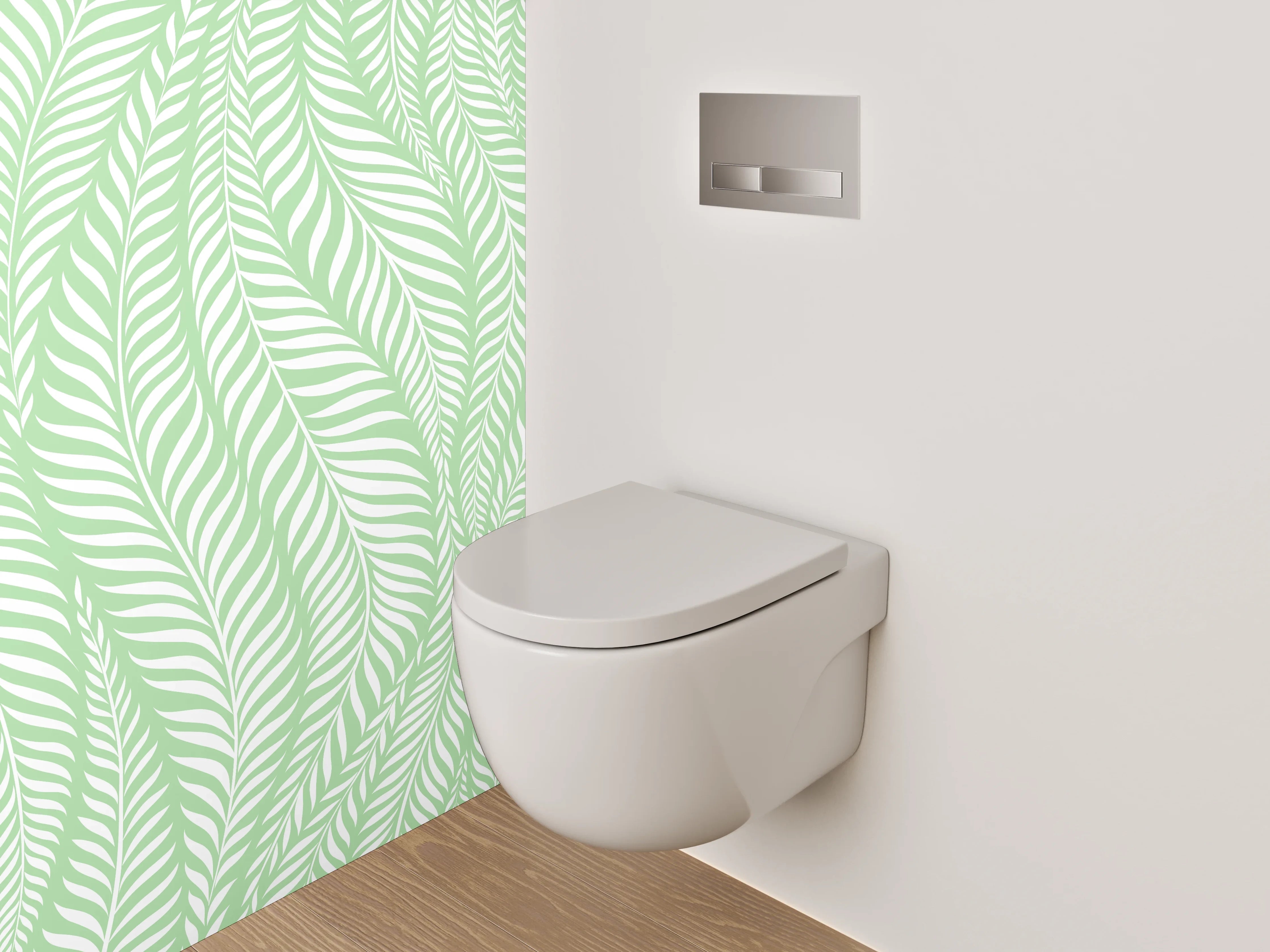 WC-Rückwand - Botanisches Blättermuster in Mintgrün