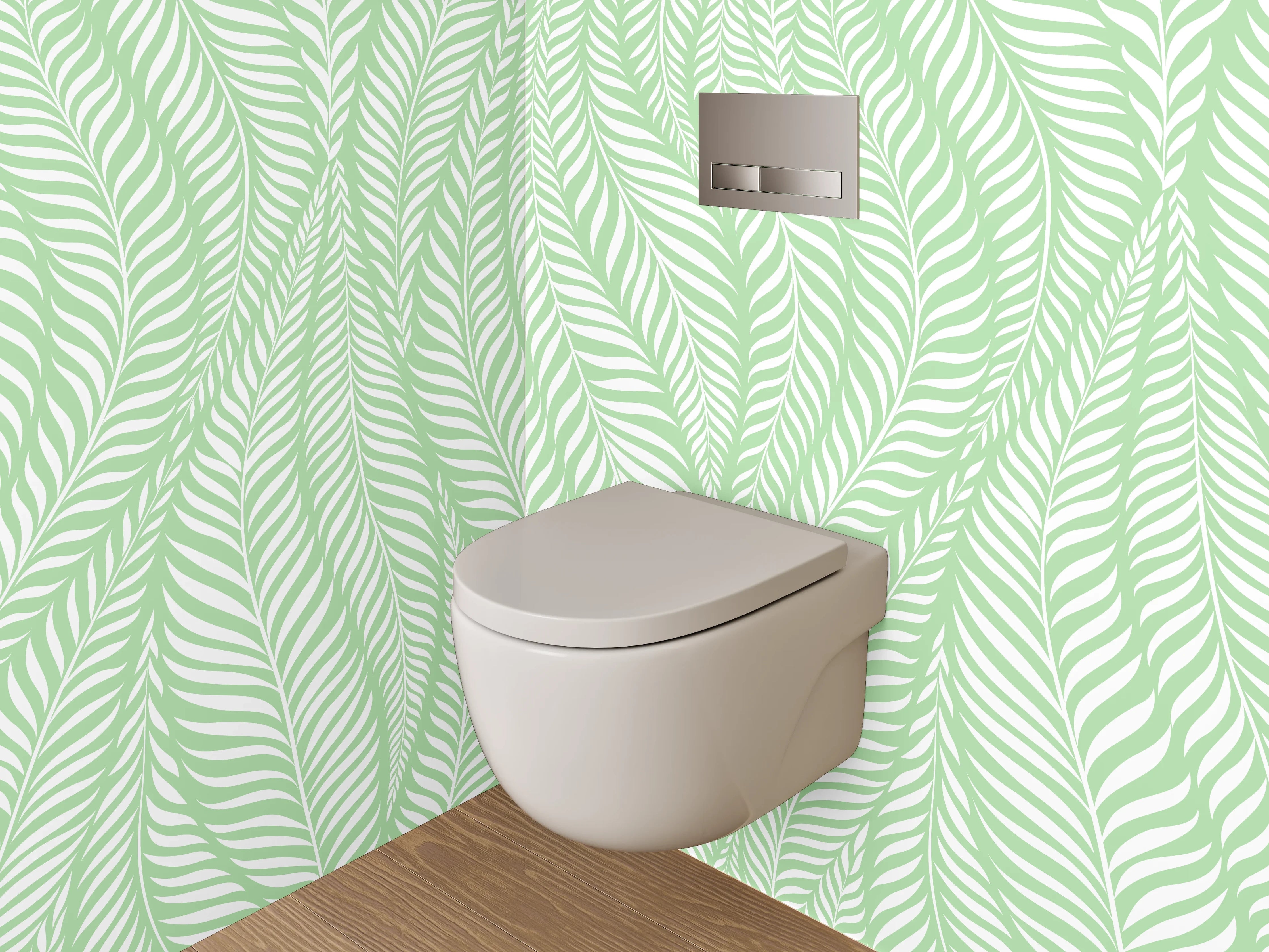 WC-Rückwand - Botanisches Blättermuster in Mintgrün