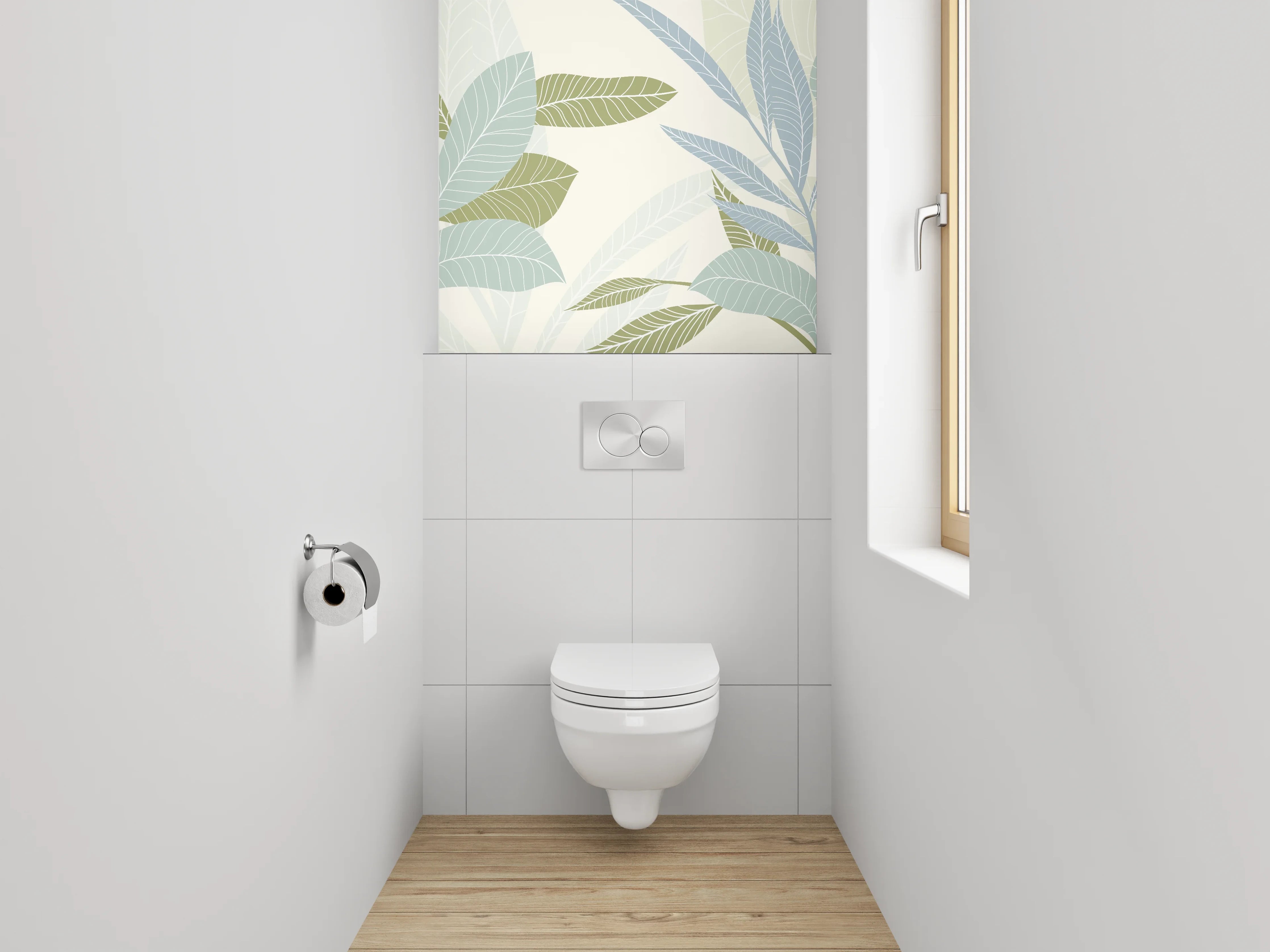 WC-Rückwand - Botanisches Muster in Pastellfarben