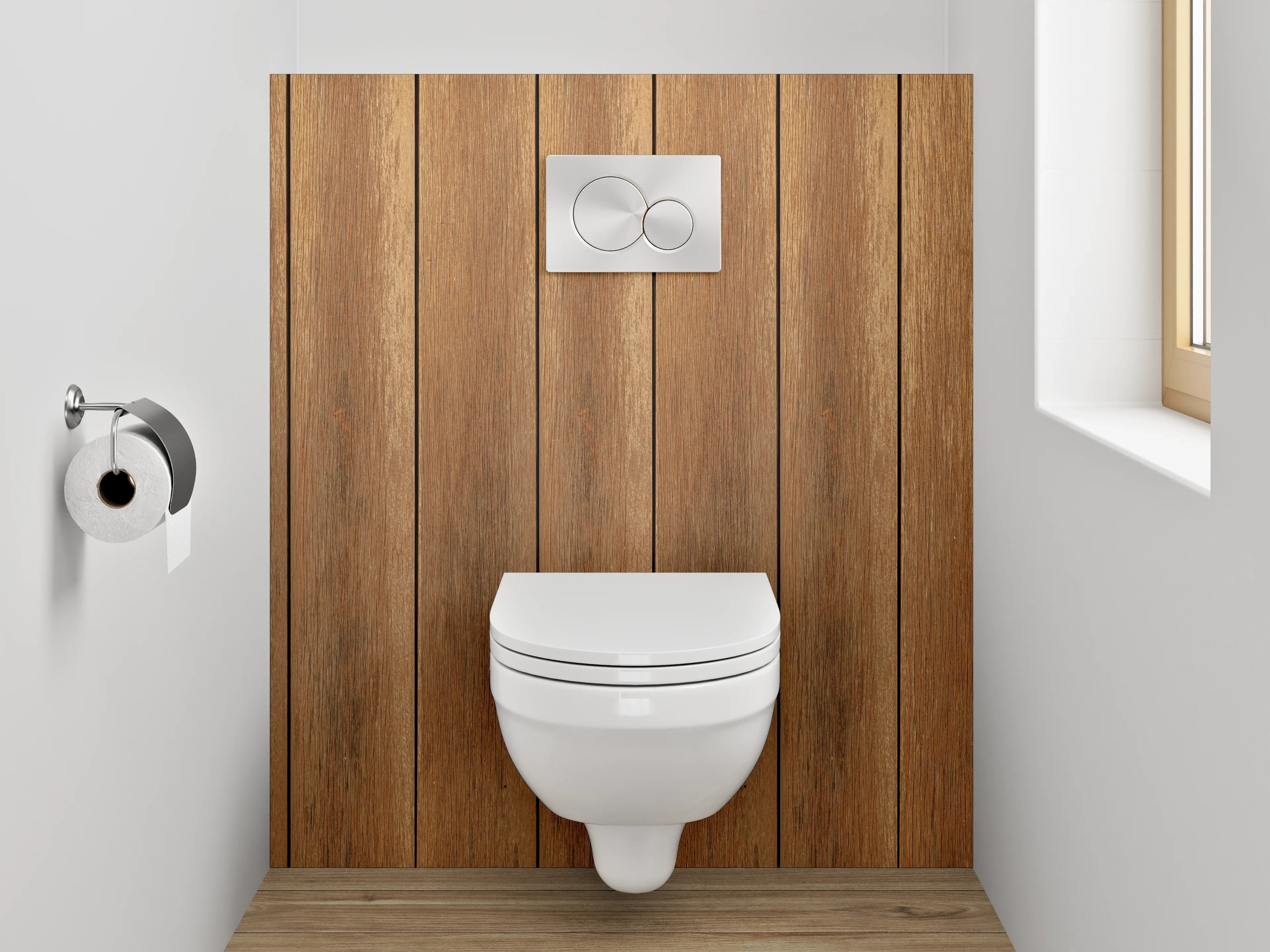 WC-Rückwand - Braun-Graue Holzstruktur Vertikal