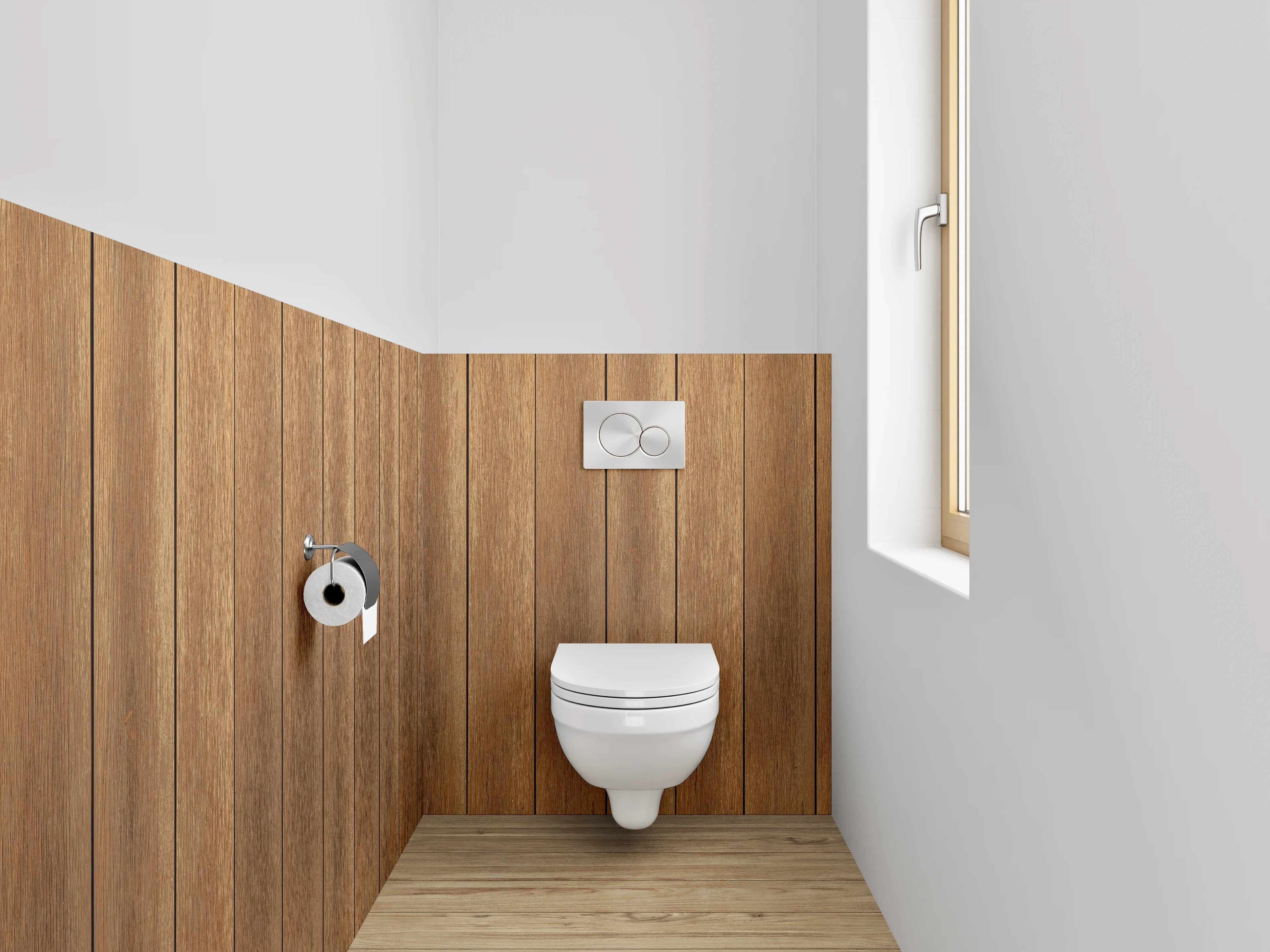 WC-Rückwand - Braun-Graue Holzstruktur Vertikal