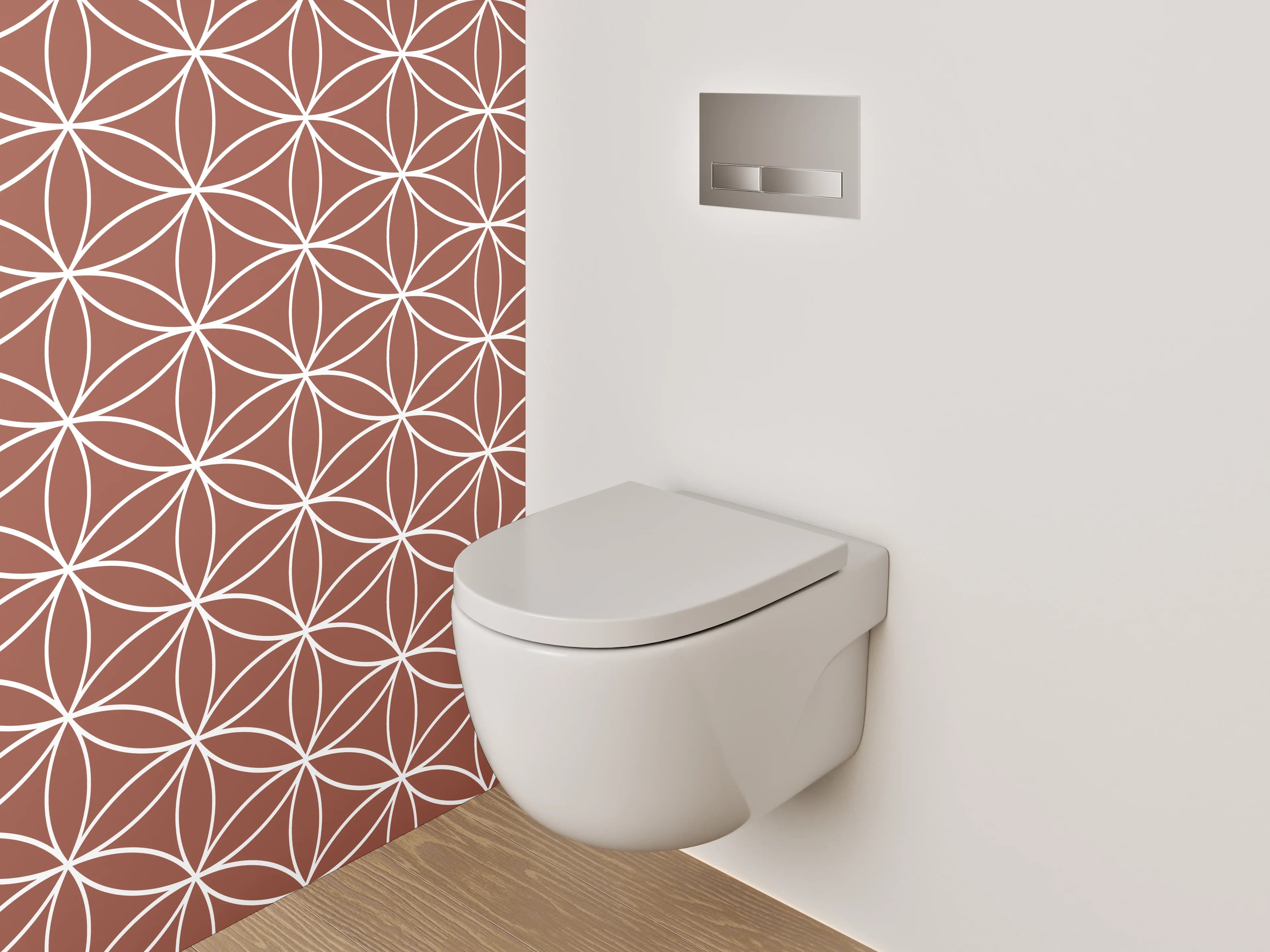 WC-Rückwand - Braun-Graues Retro-Geometriemuster