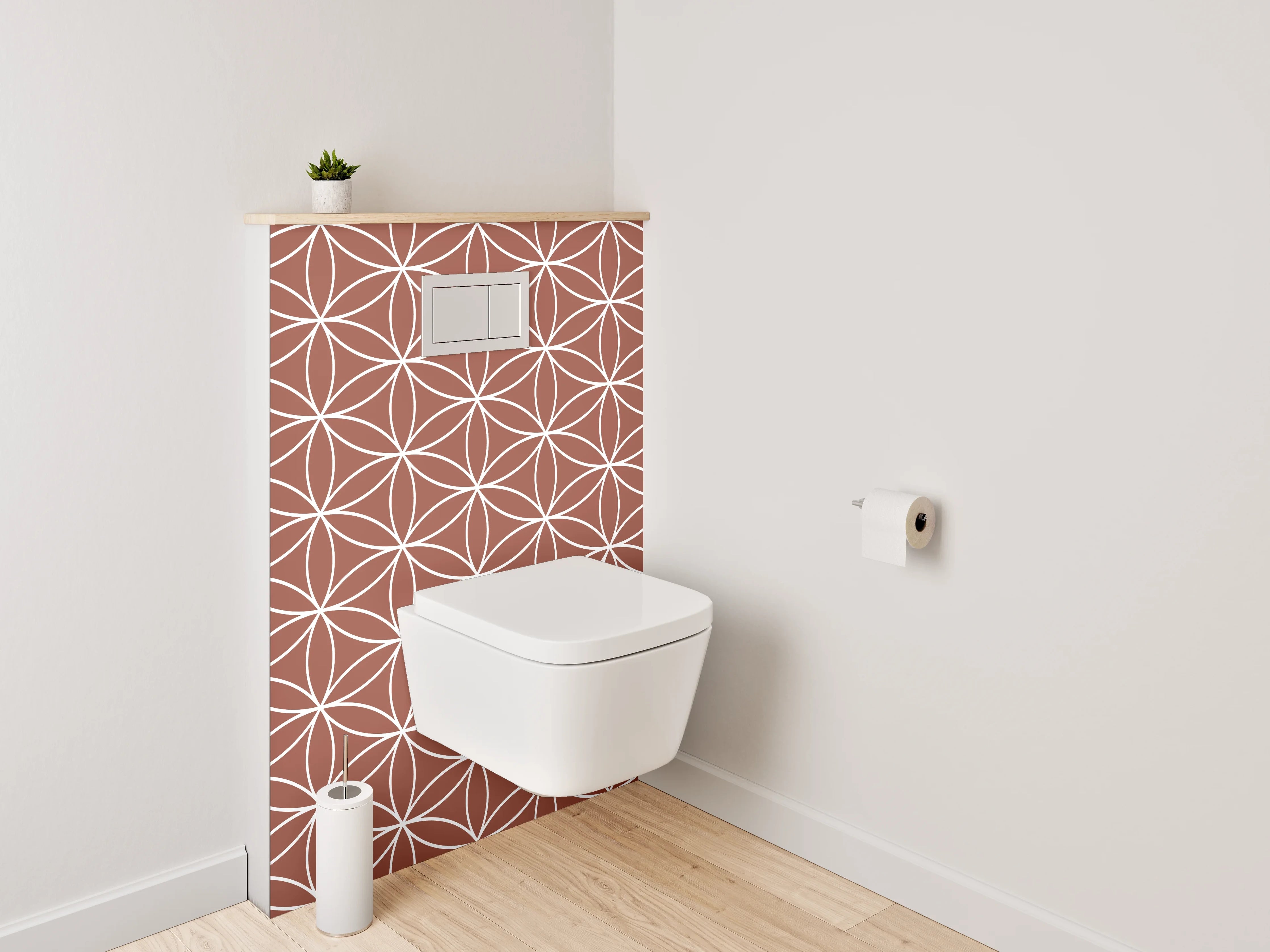 WC-Rückwand - Braun-Graues Retro-Geometriemuster