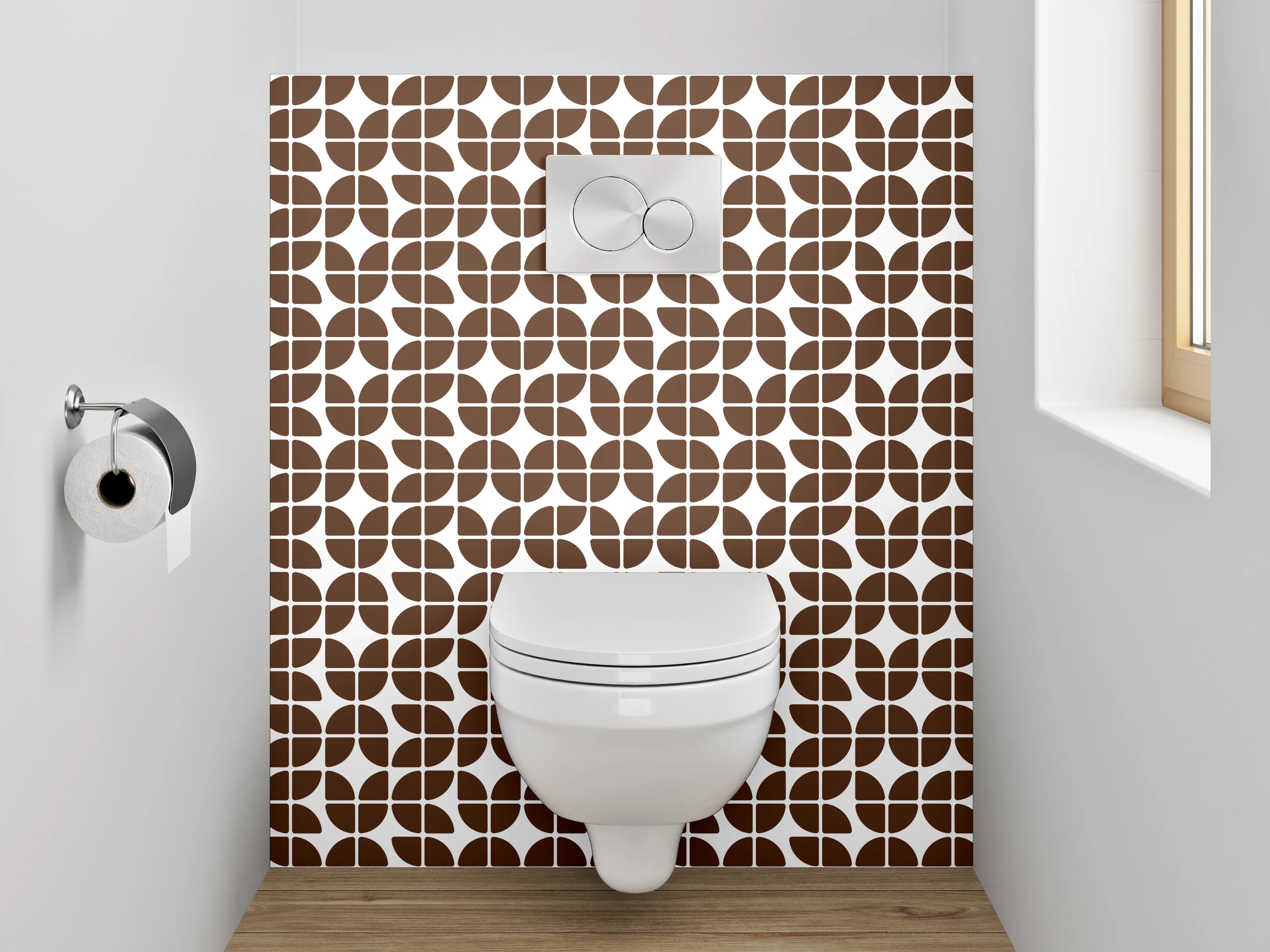 WC-Rückwand - Braun-Weißes Retro-Kachelmuster