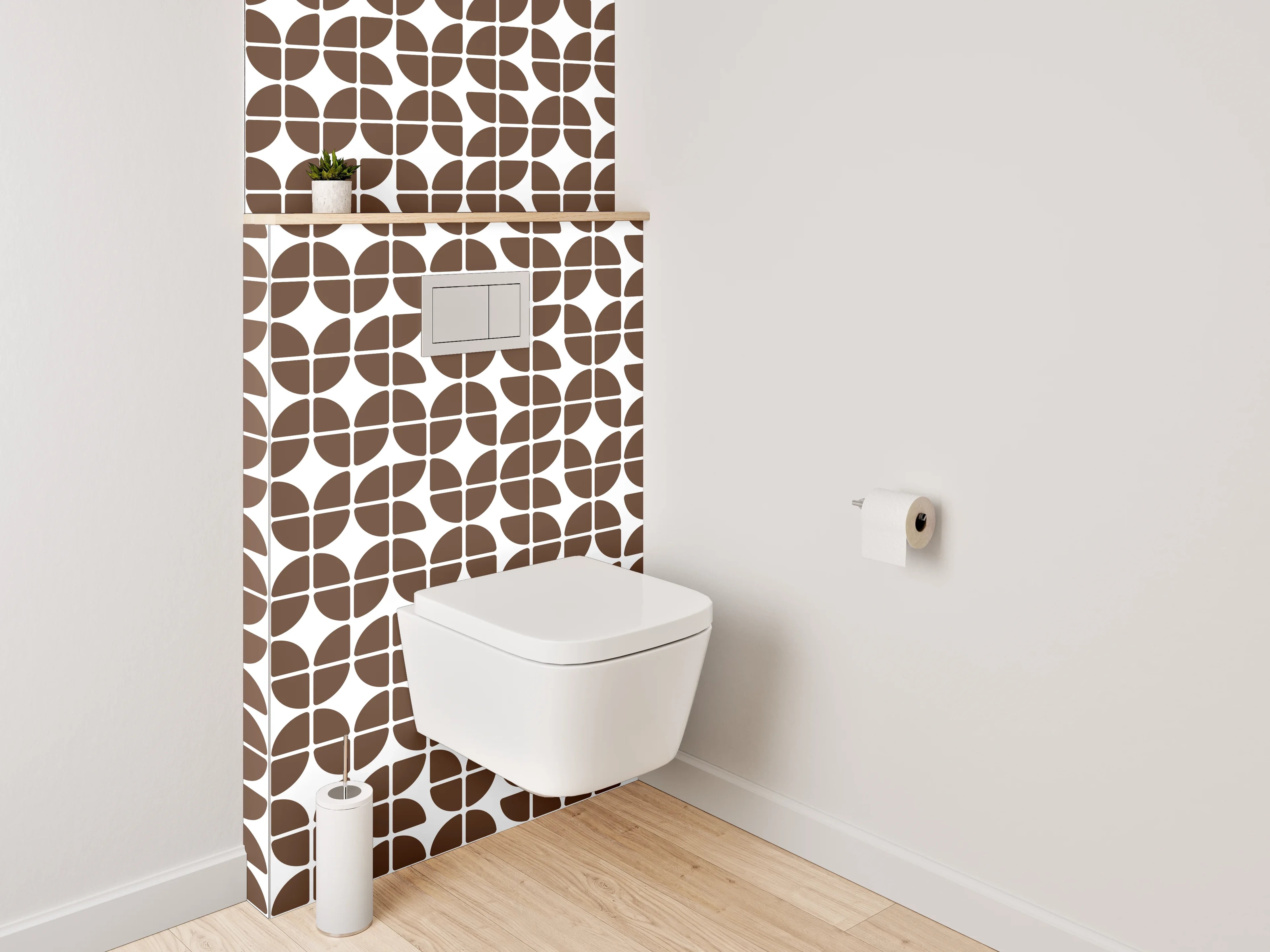 WC-Rückwand - Braun-Weißes Retro-Kachelmuster
