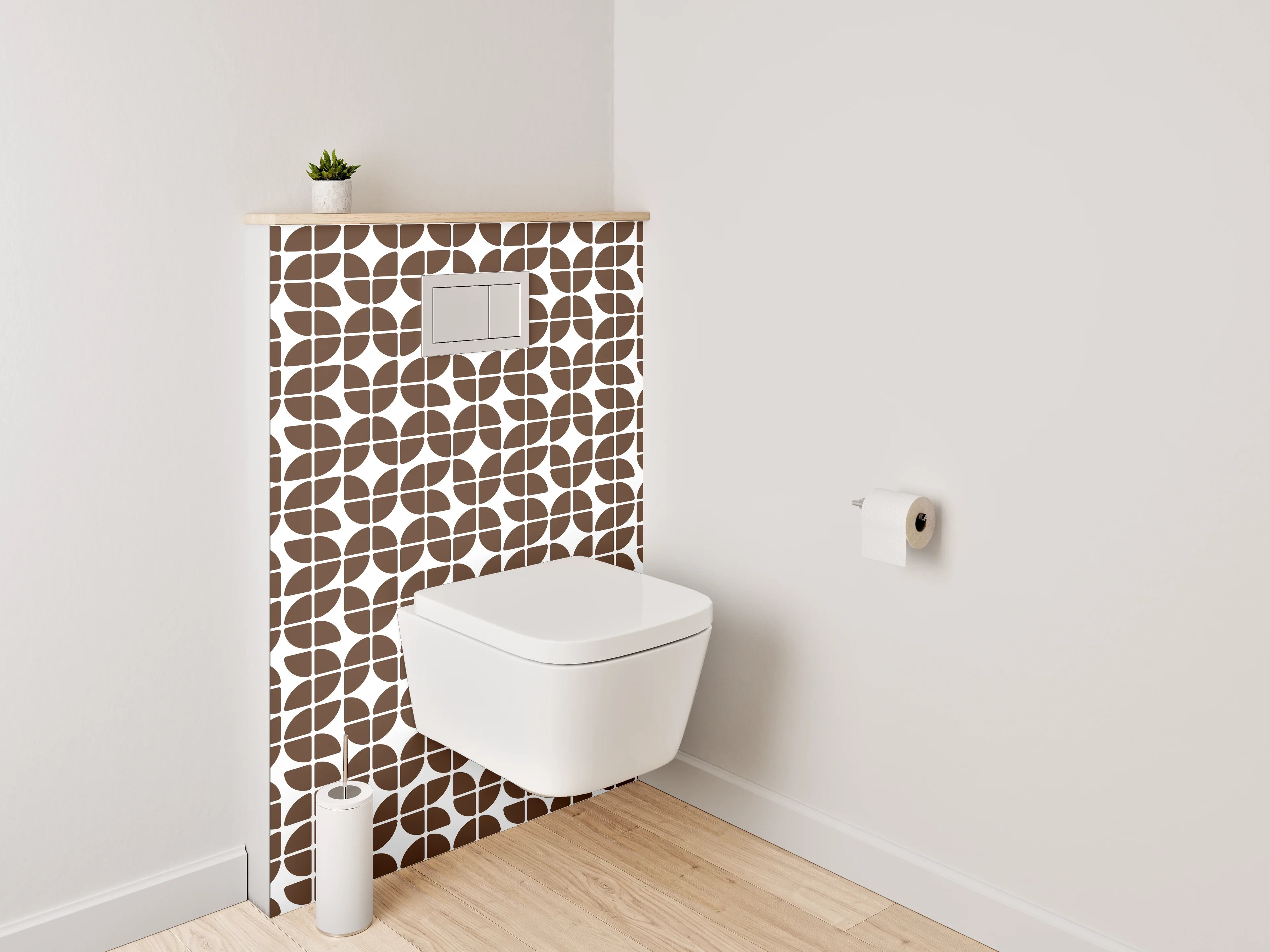 WC-Rückwand - Braun-Weißes Retro-Kachelmuster