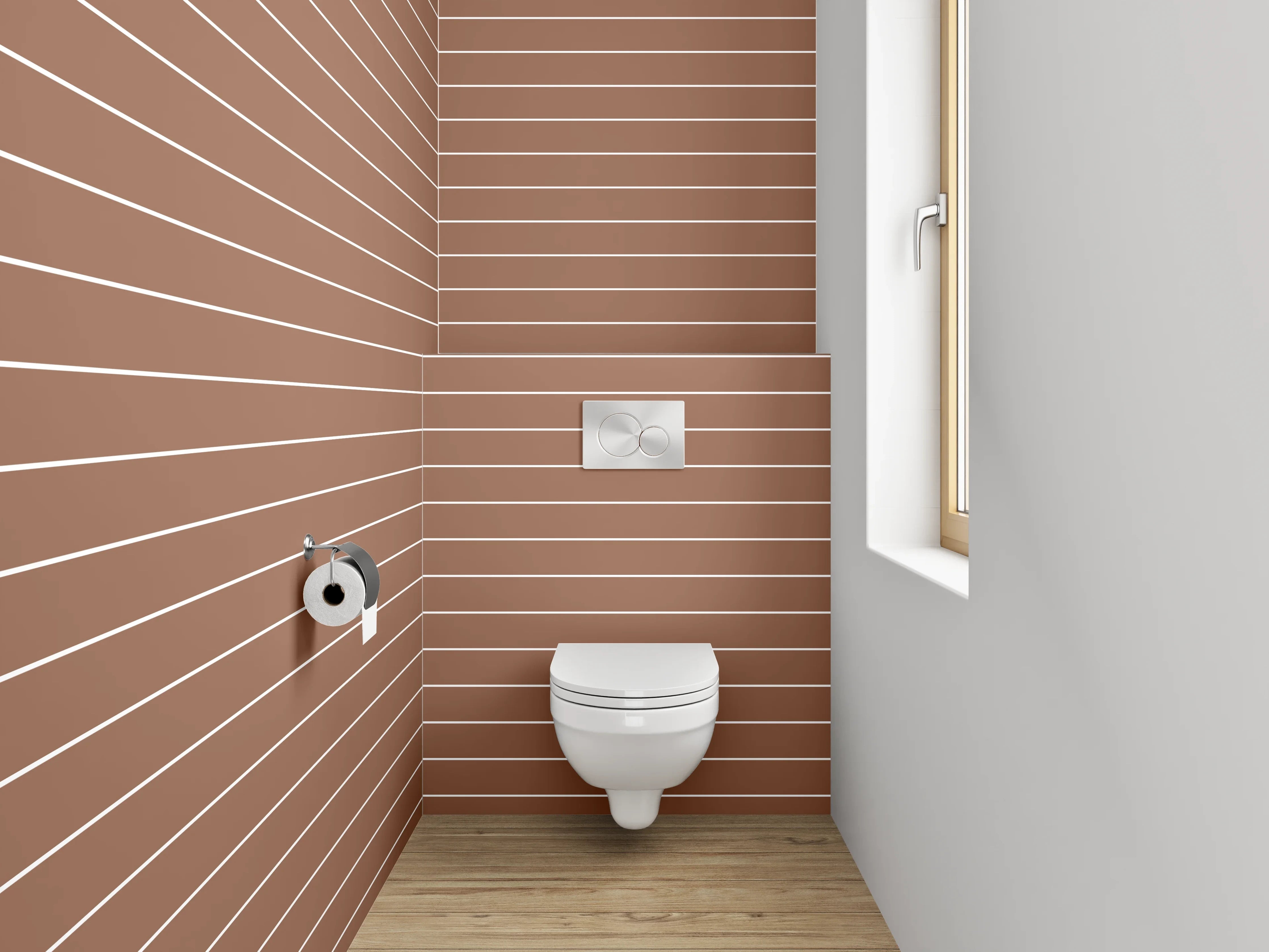 WC-Rückwand - Braun gestreifte moderne Wandgestaltung