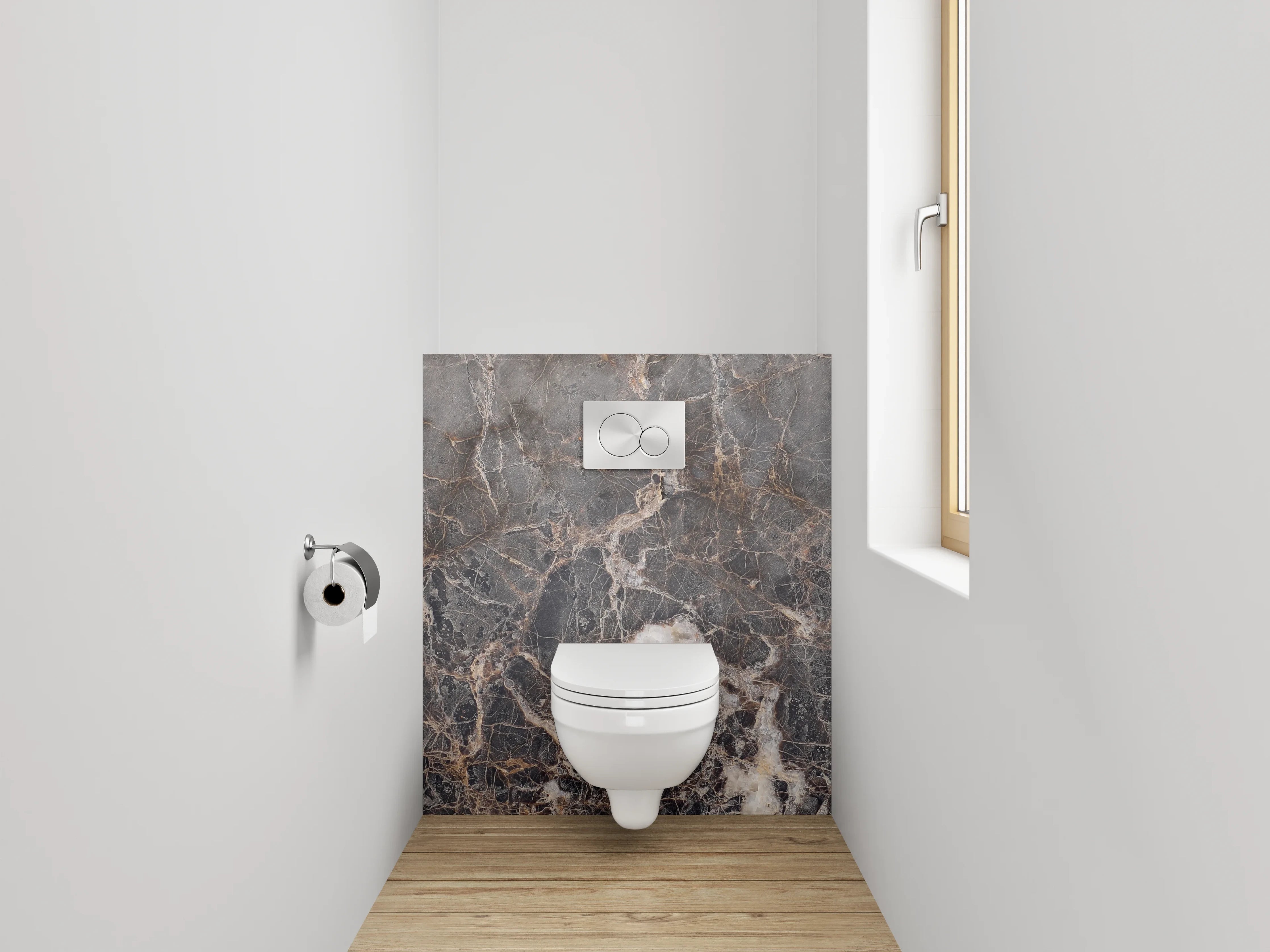 WC-Rückwand - Braun-graue Marmoroptik Fliesenplatte
