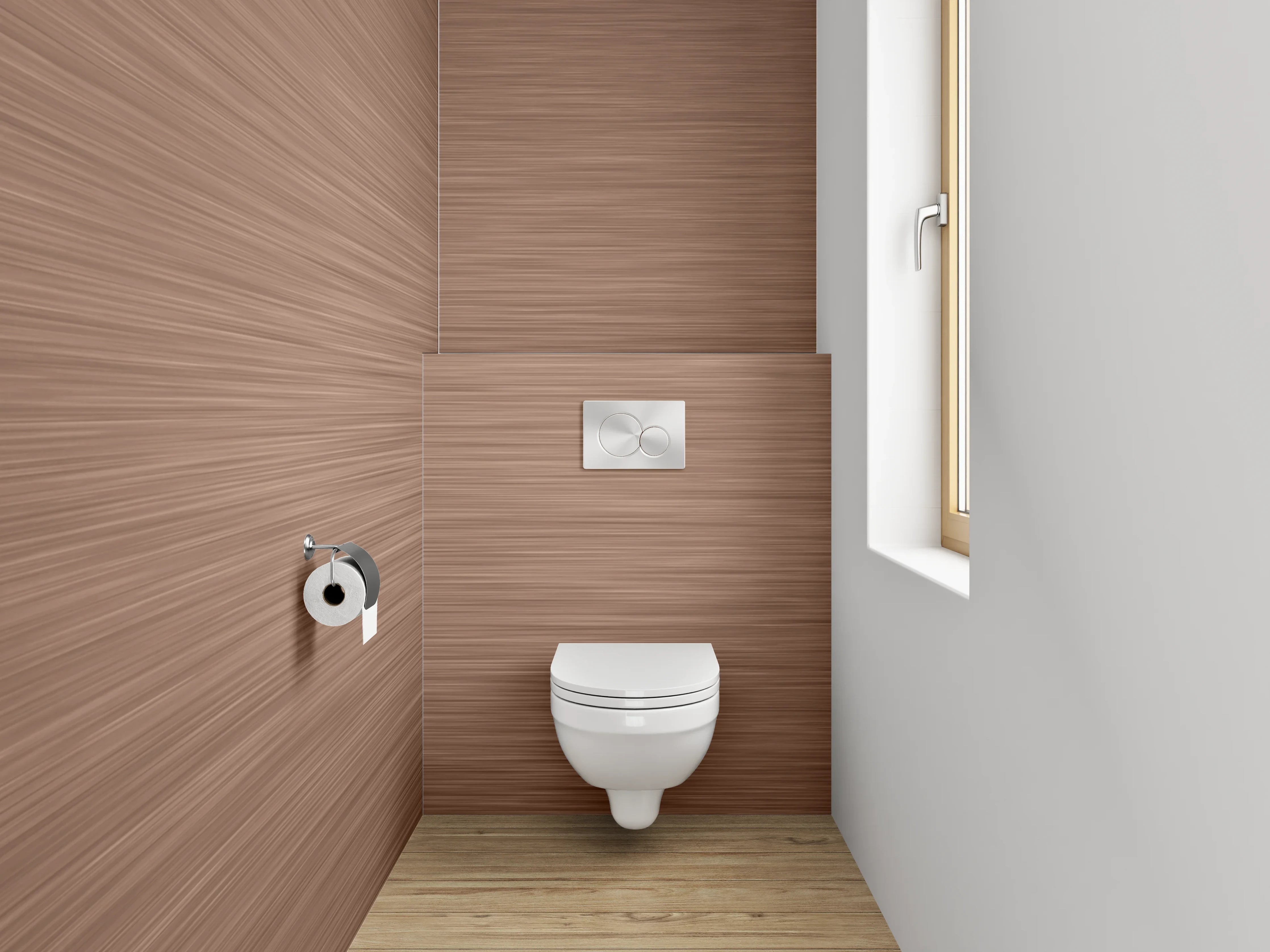 WC-Rückwand - Braune Struktur-Optik gebürstet