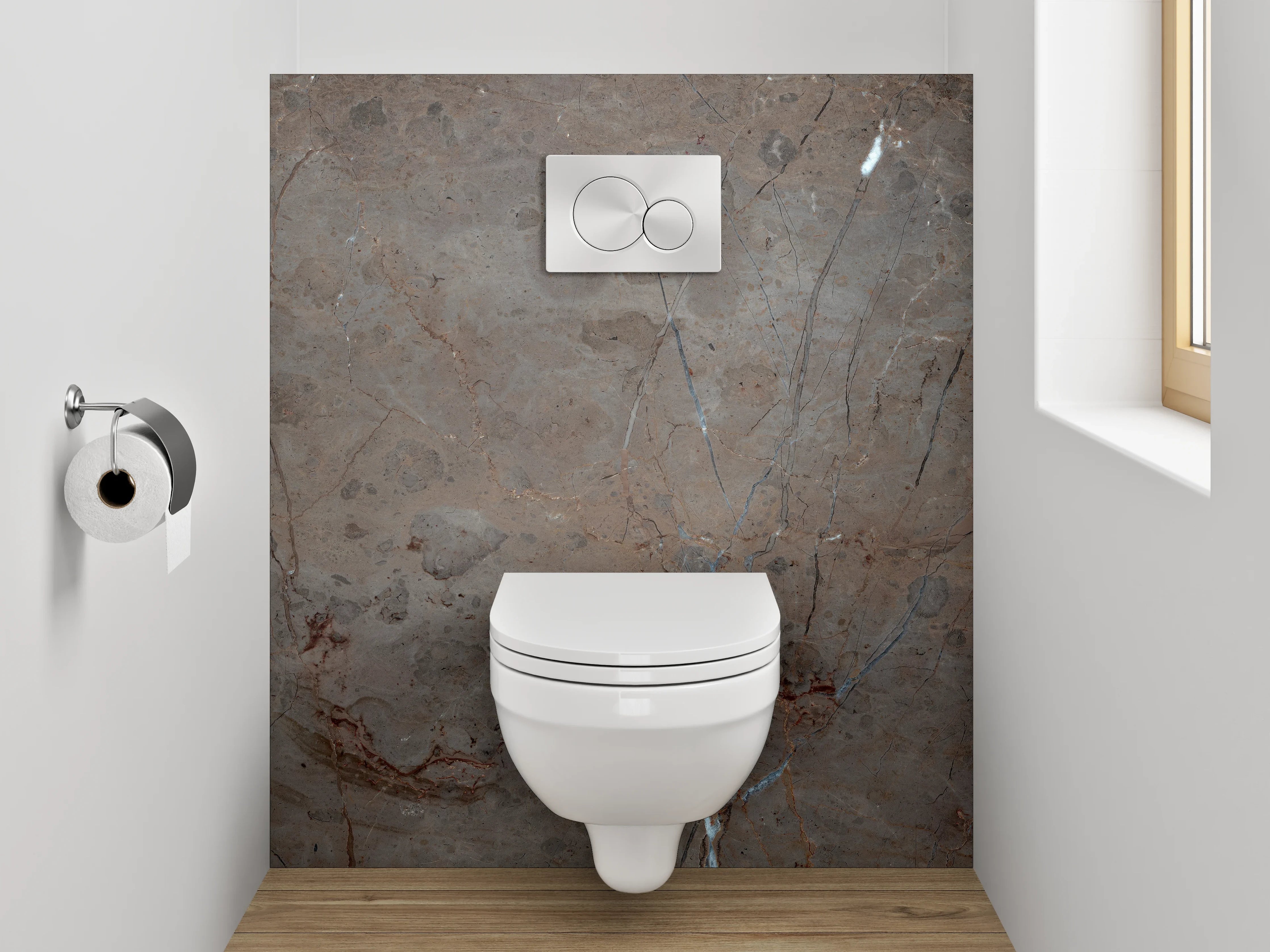WC-Rückwand - Brauner Marmor mit feinen Äderungen