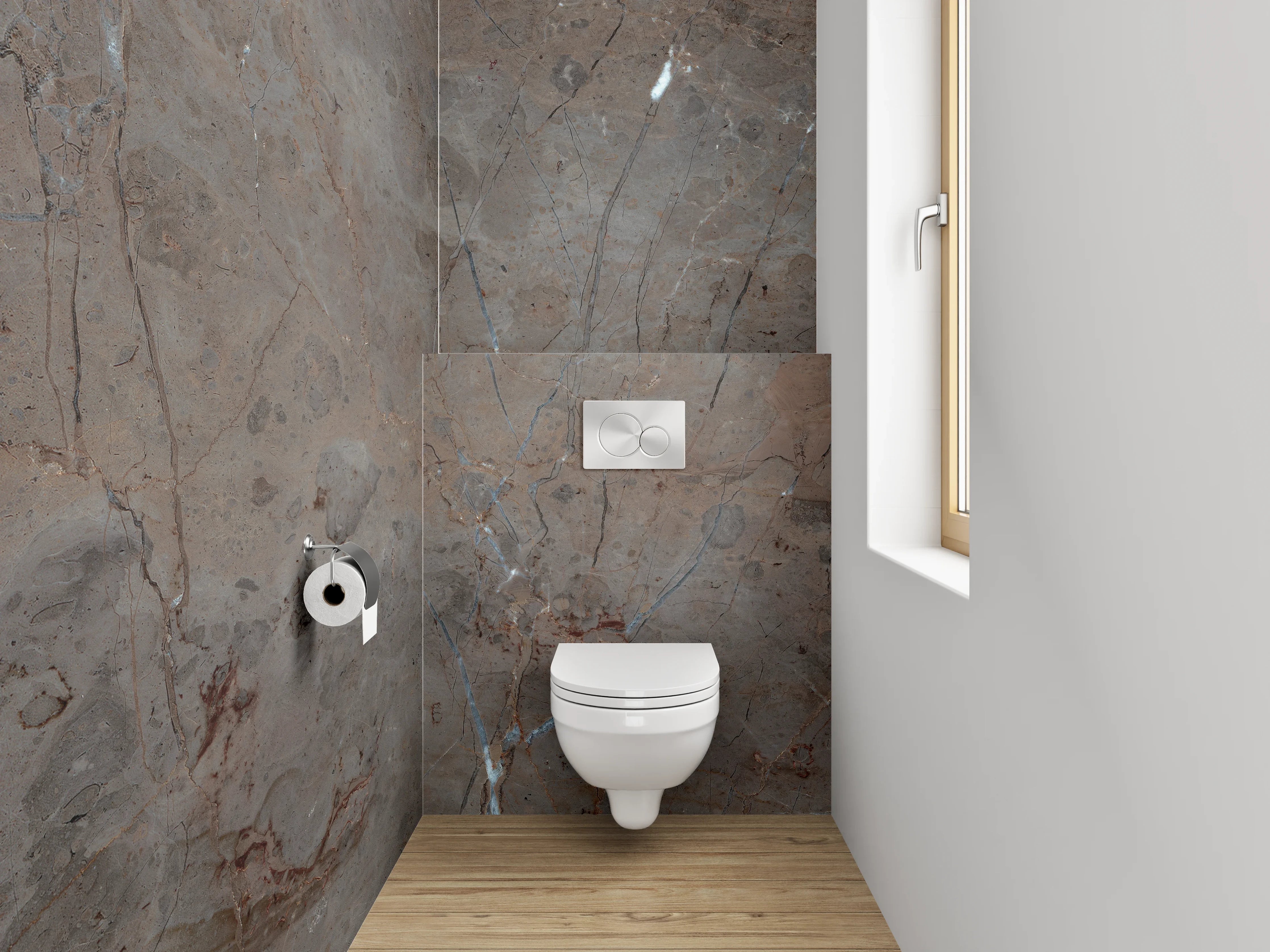 WC-Rückwand - Brauner Marmor mit feinen Äderungen