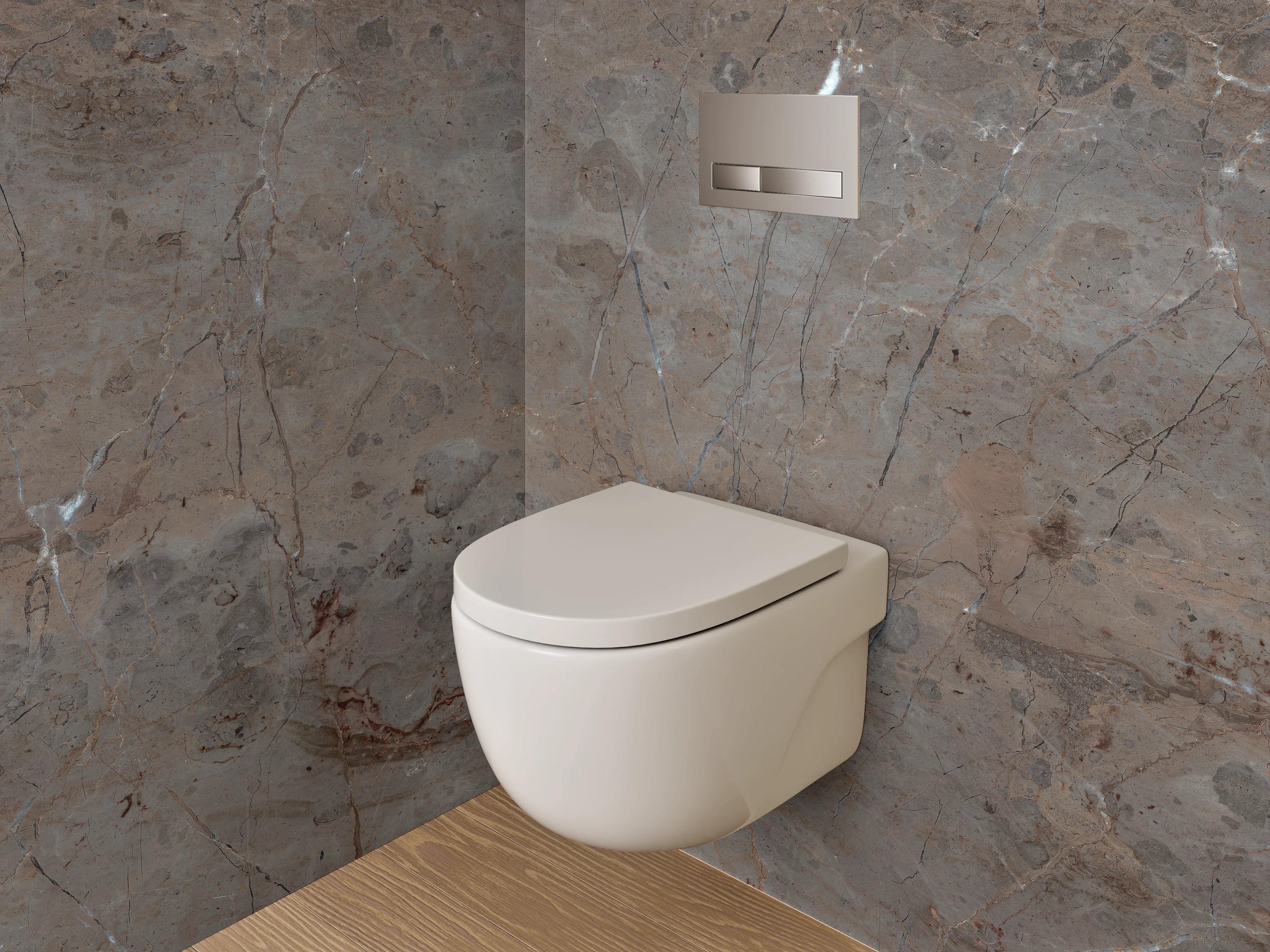 WC-Rückwand - Brauner Marmor mit feinen Äderungen