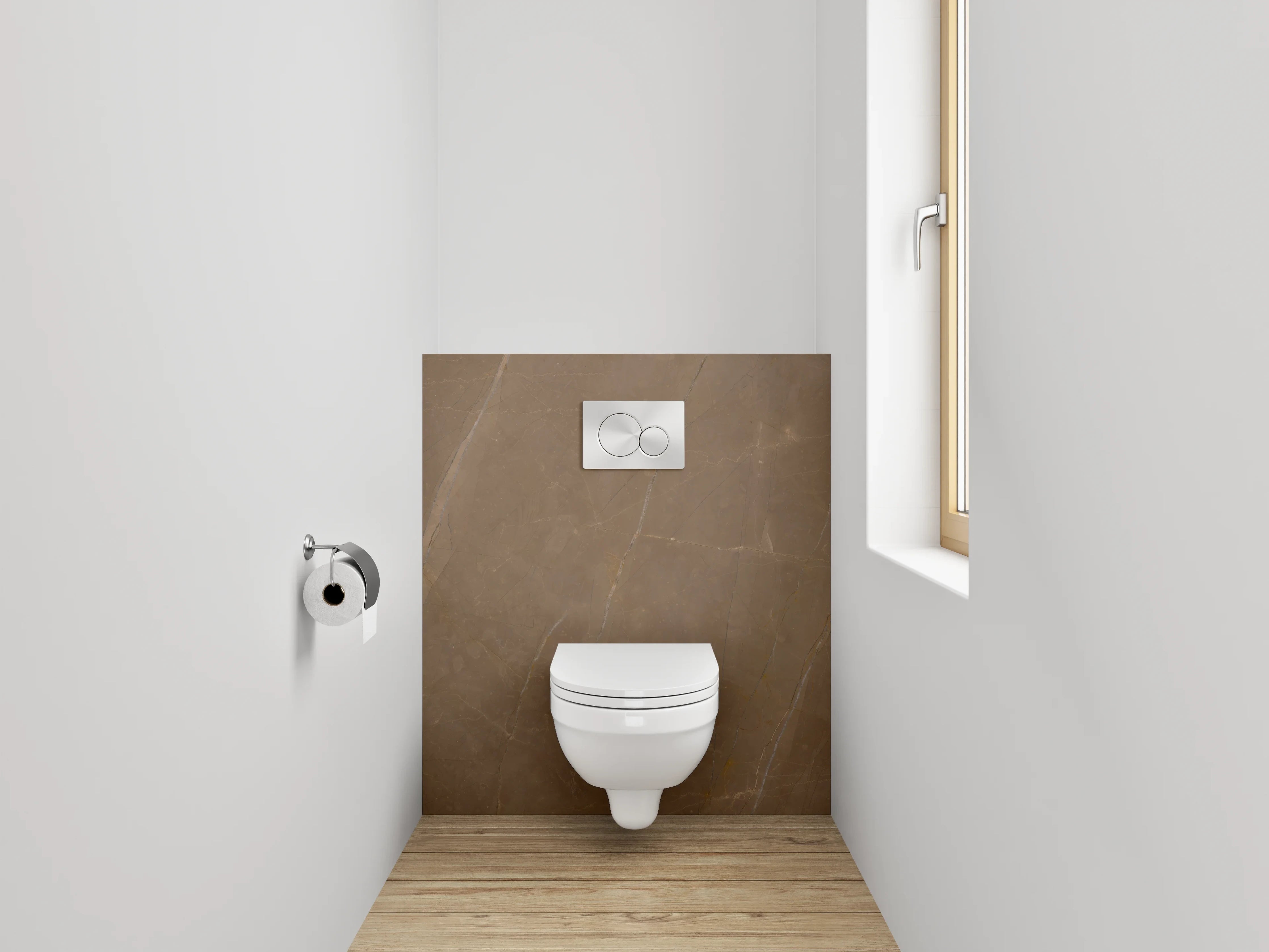 WC-Rückwand - Brauner Marmor mit natürlicher Maserung