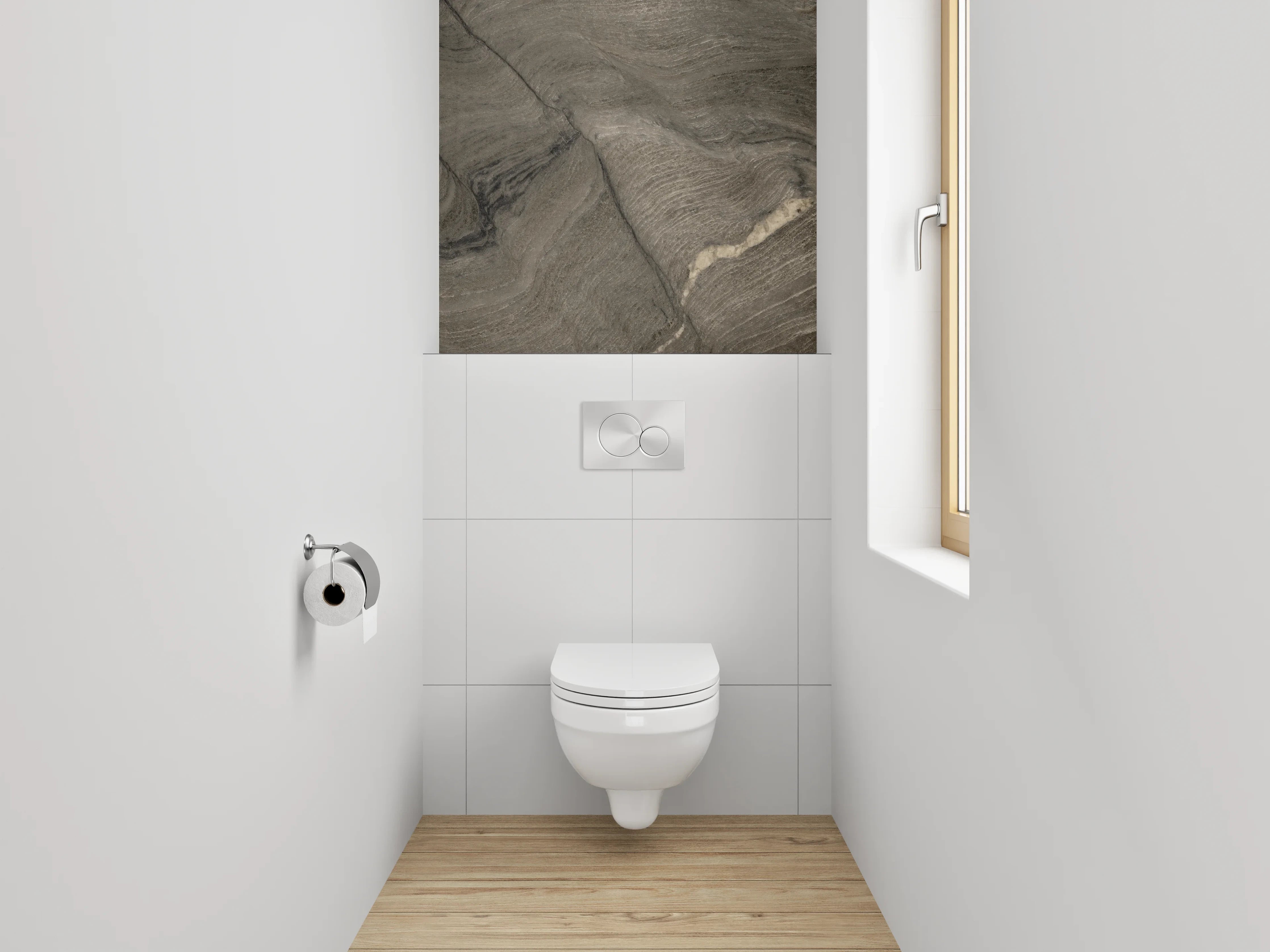 WC-Rückwand - Brauner Quarzit mit natürlichen Maserungen