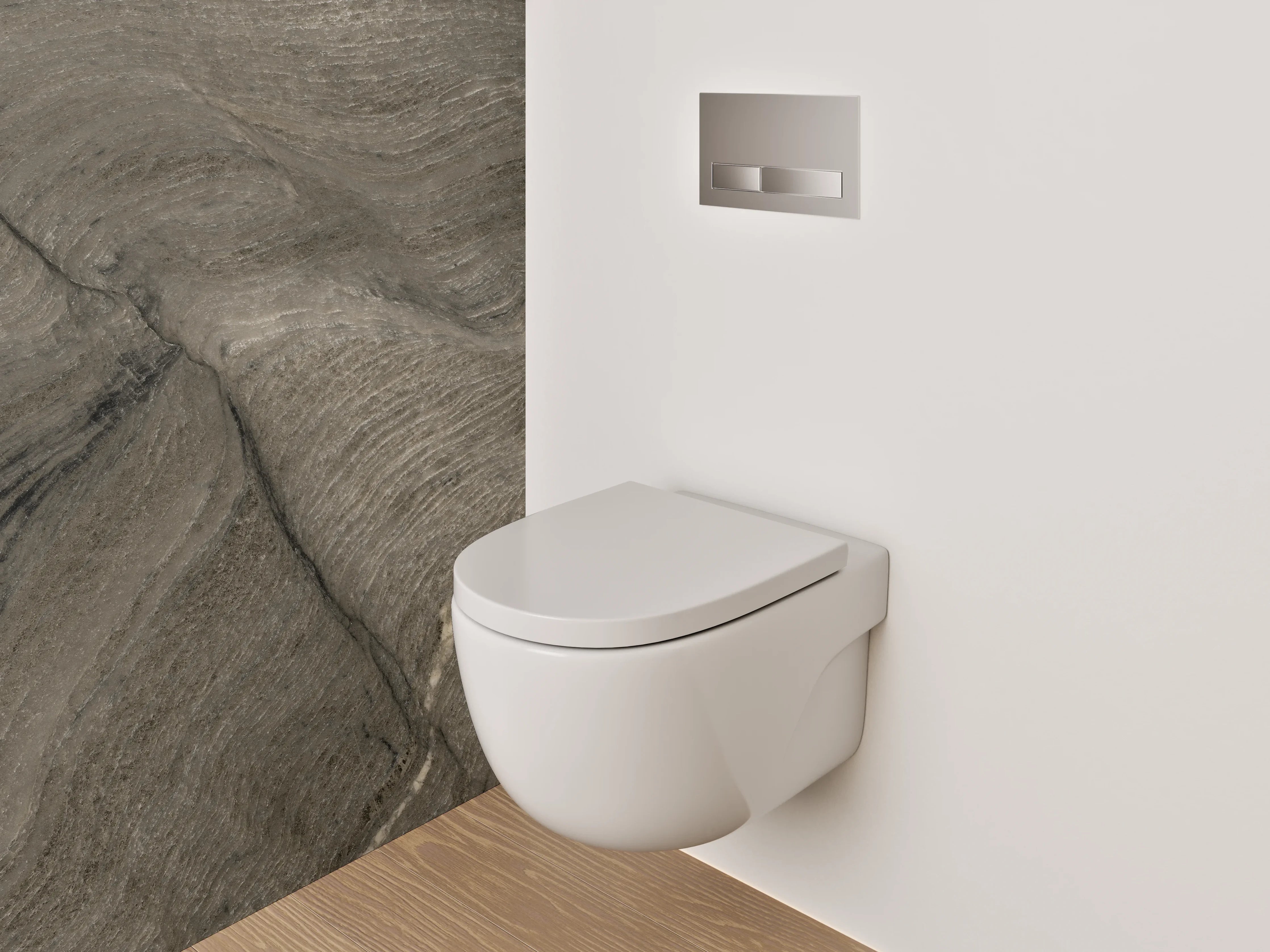 WC-Rückwand - Brauner Quarzit mit natürlichen Maserungen