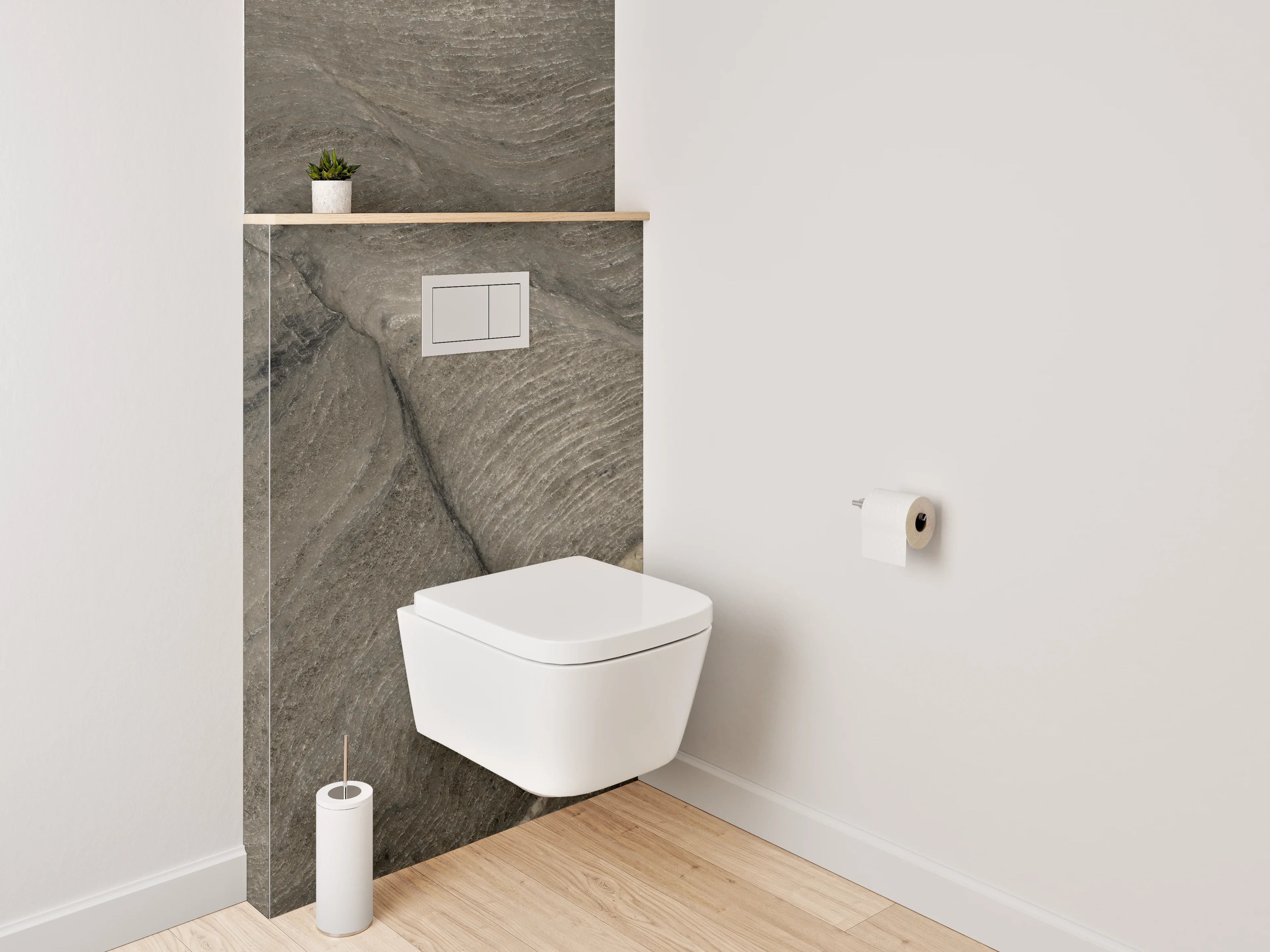 WC-Rückwand - Brauner Quarzit mit natürlichen Maserungen