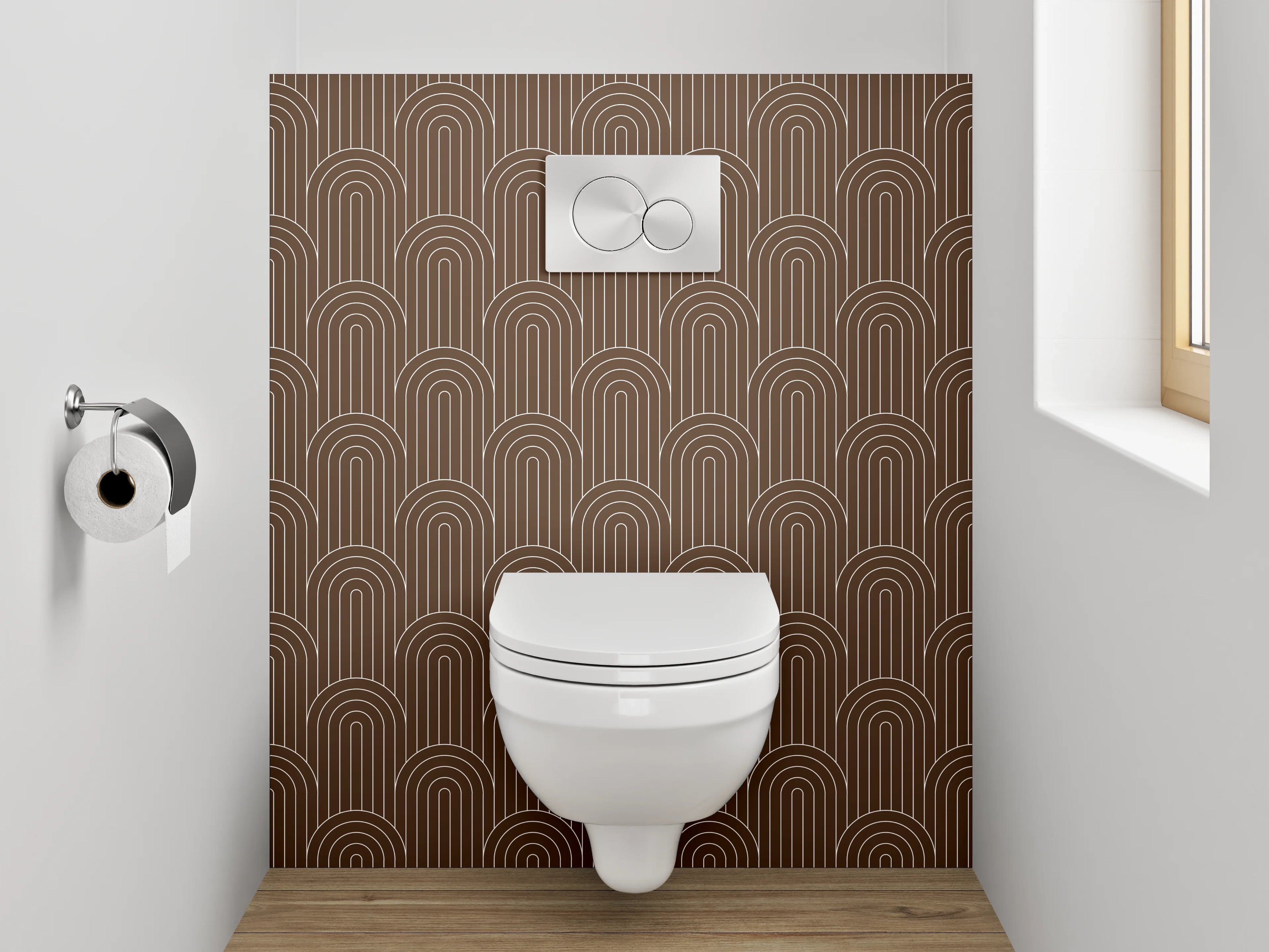 WC-Rückwand - Braunes Art Deco Muster Retro
