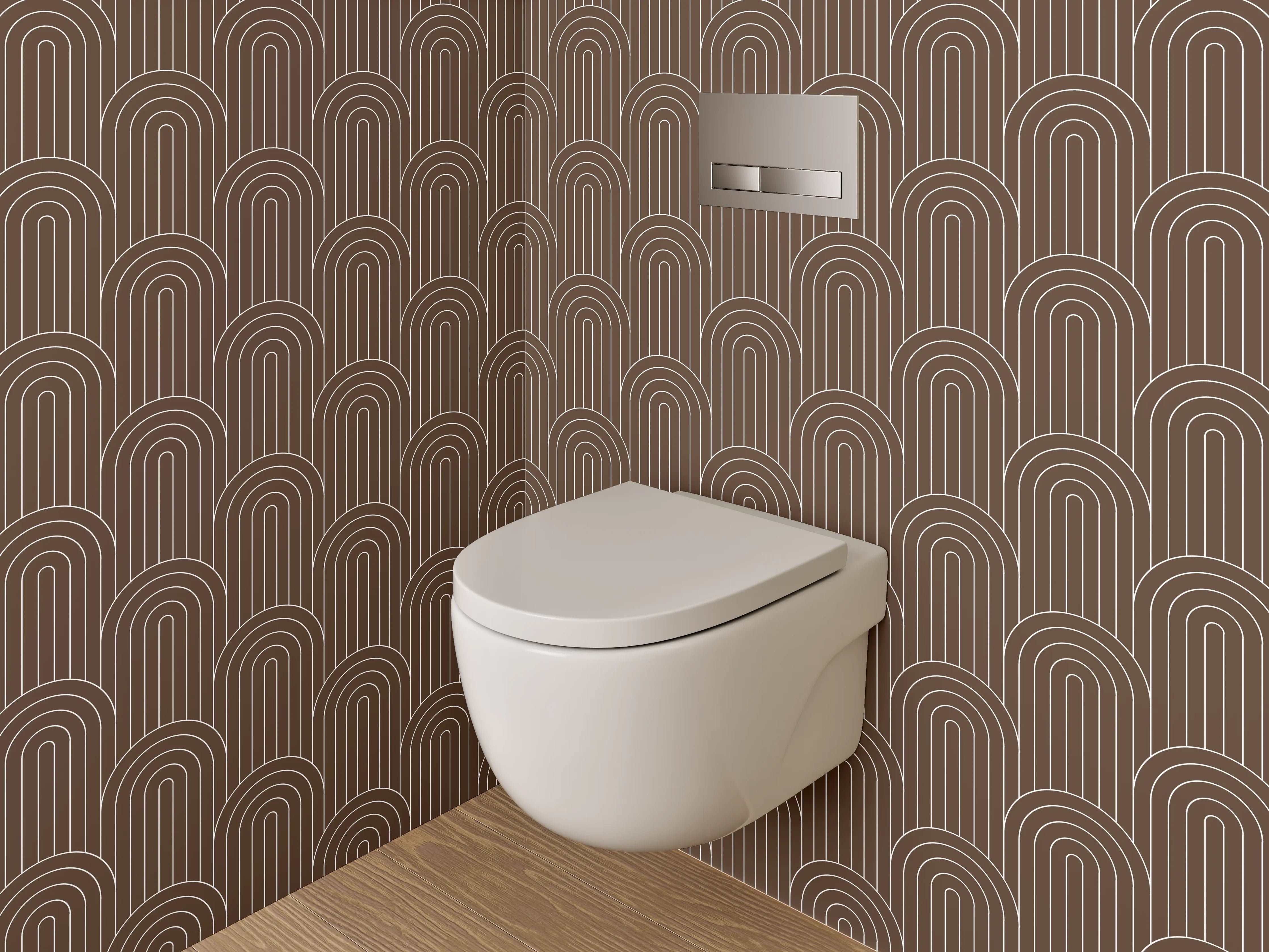 WC-Rückwand - Braunes Art Deco Muster Retro