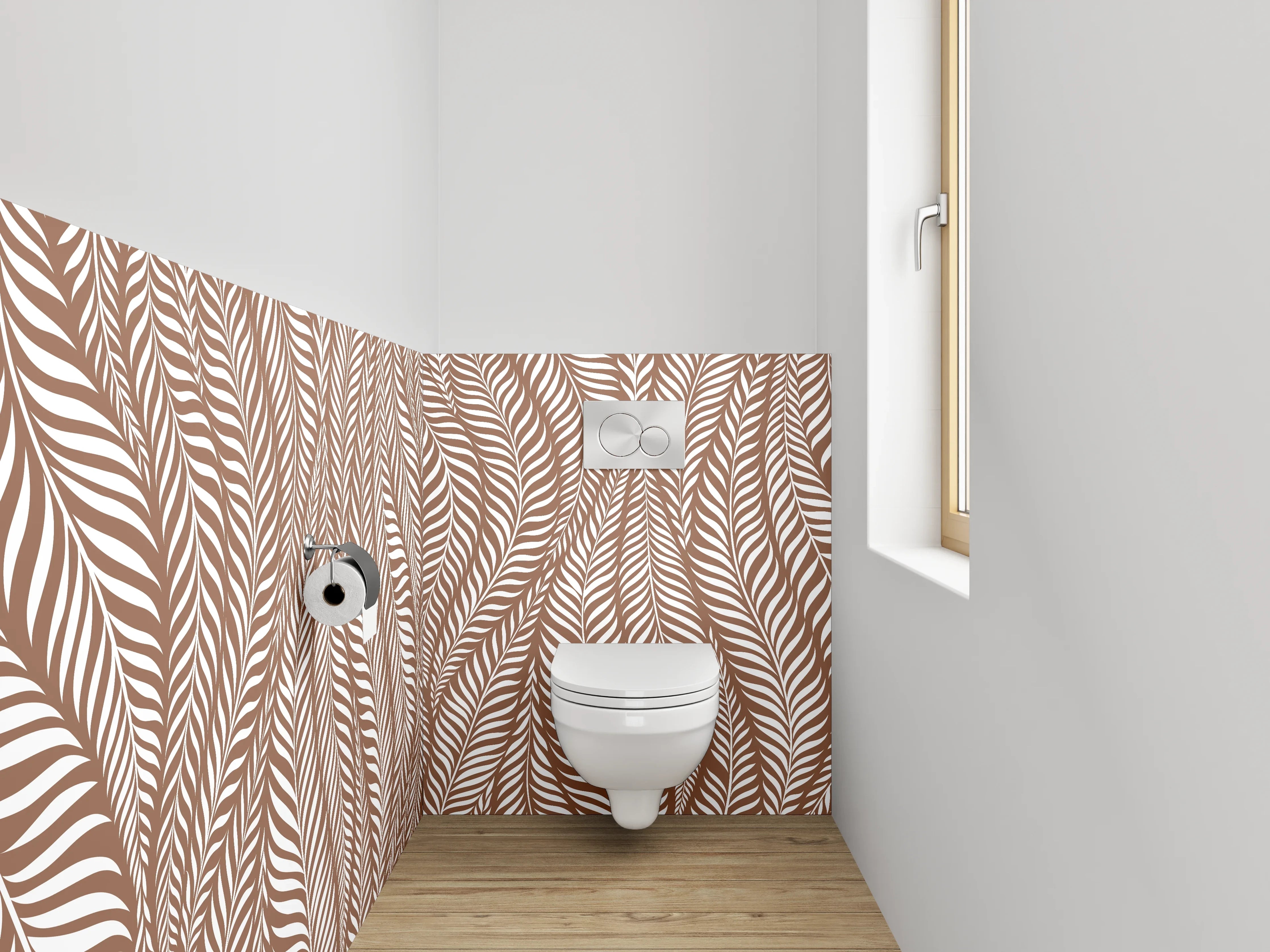 WC-Rückwand - Braunes Blätter-Muster Design