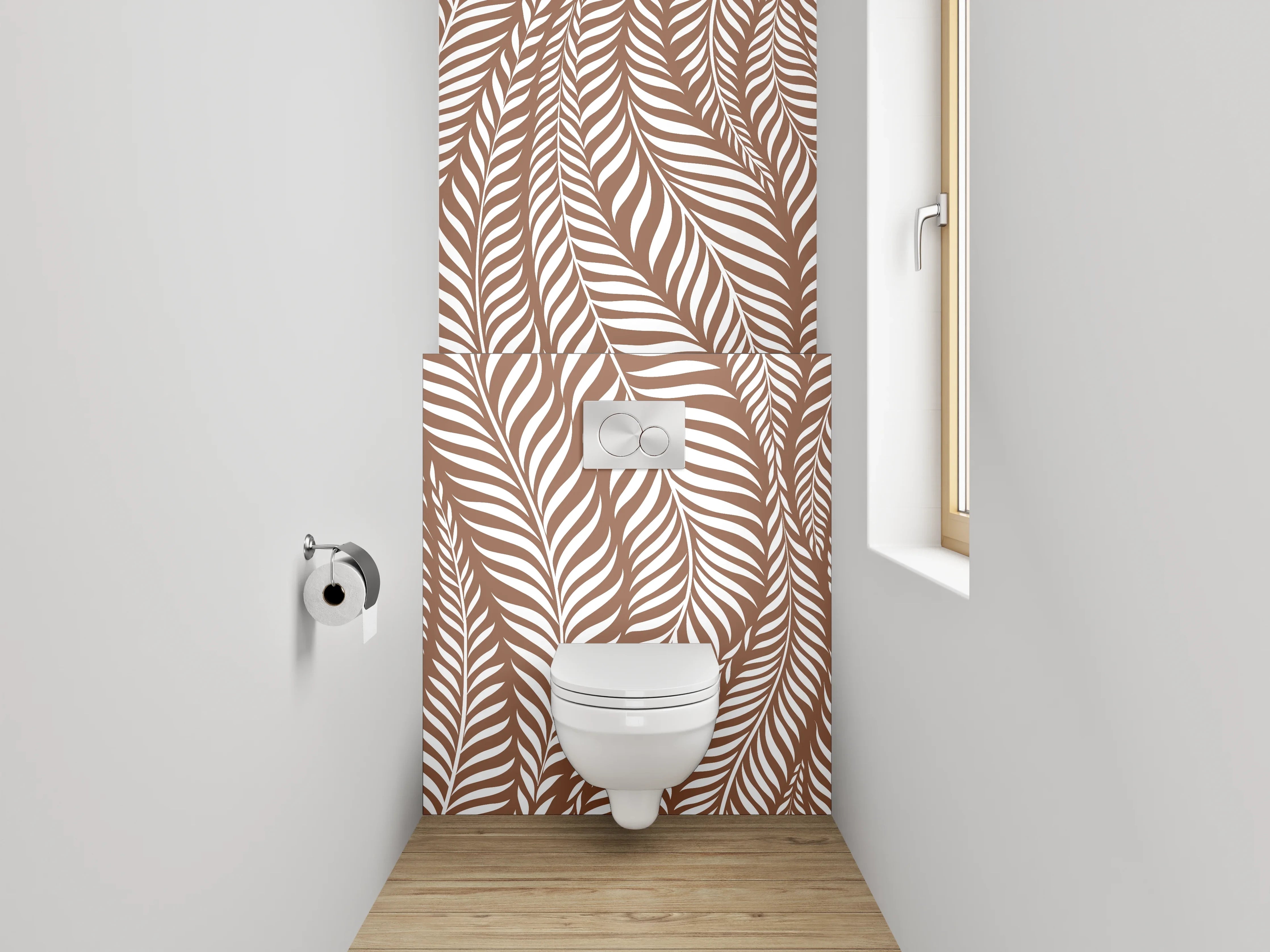 WC-Rückwand - Braunes Blätter-Muster Design