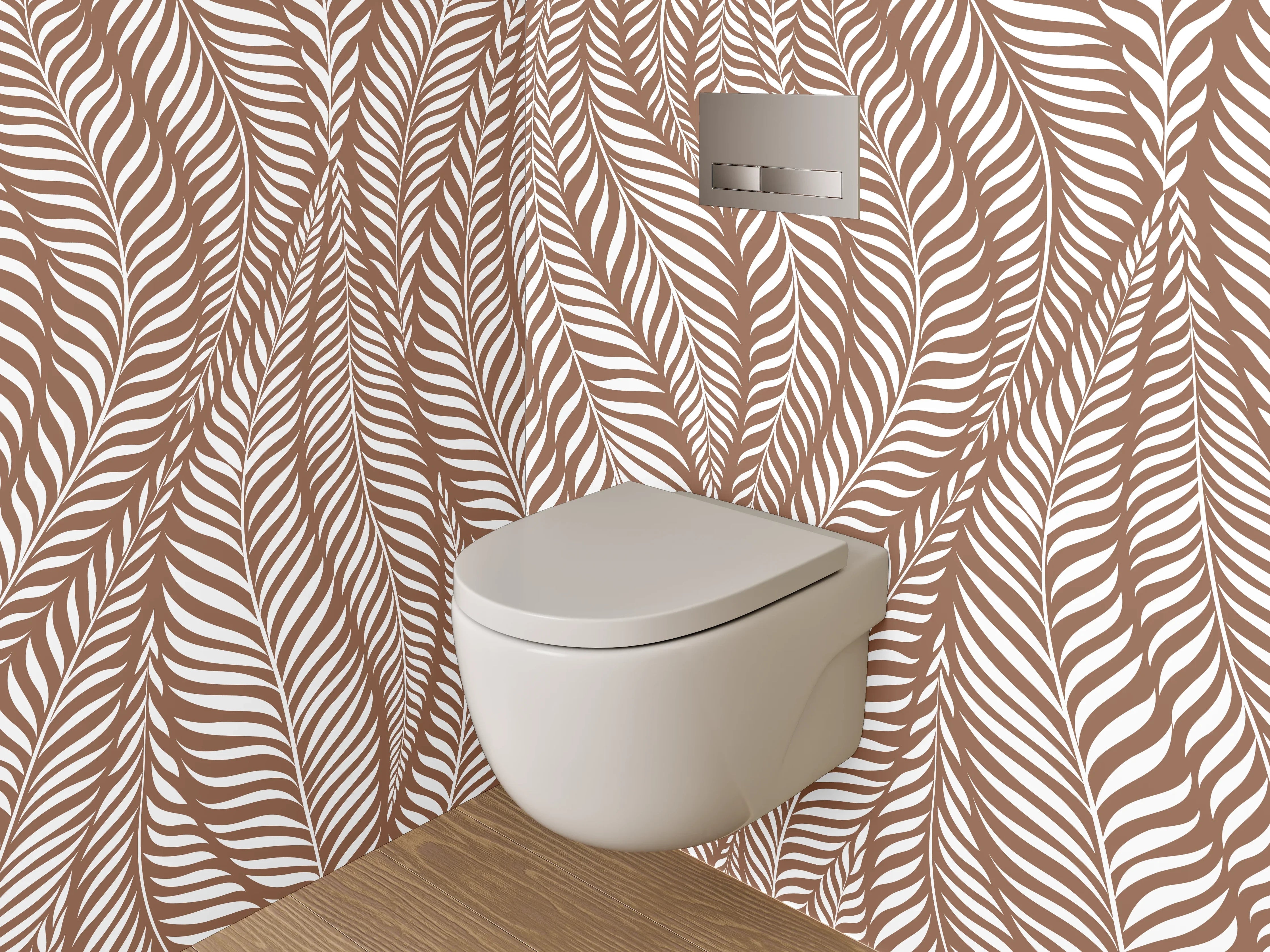 WC-Rückwand - Braunes Blätter-Muster Design