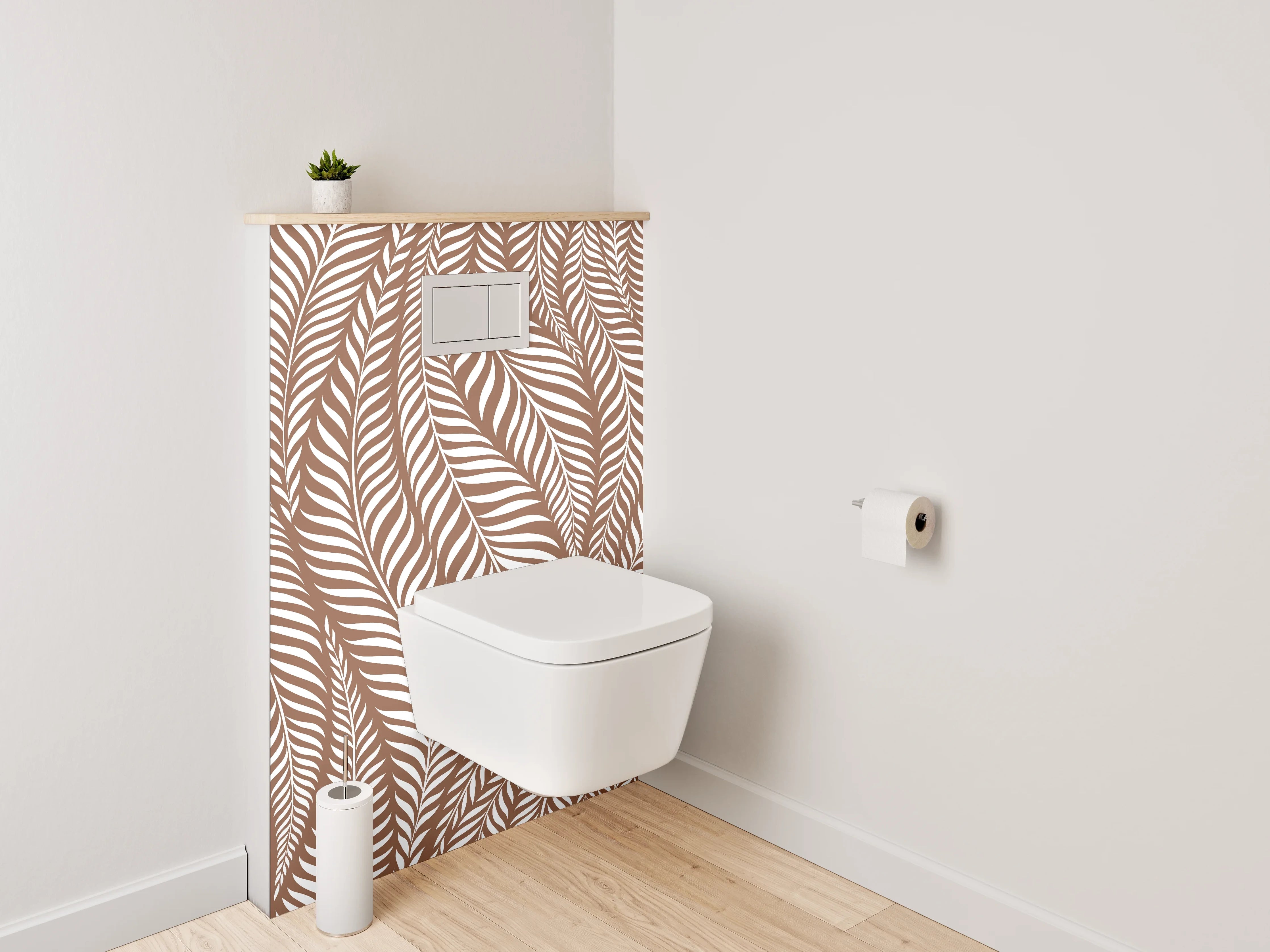 WC-Rückwand - Braunes Blätter-Muster Design
