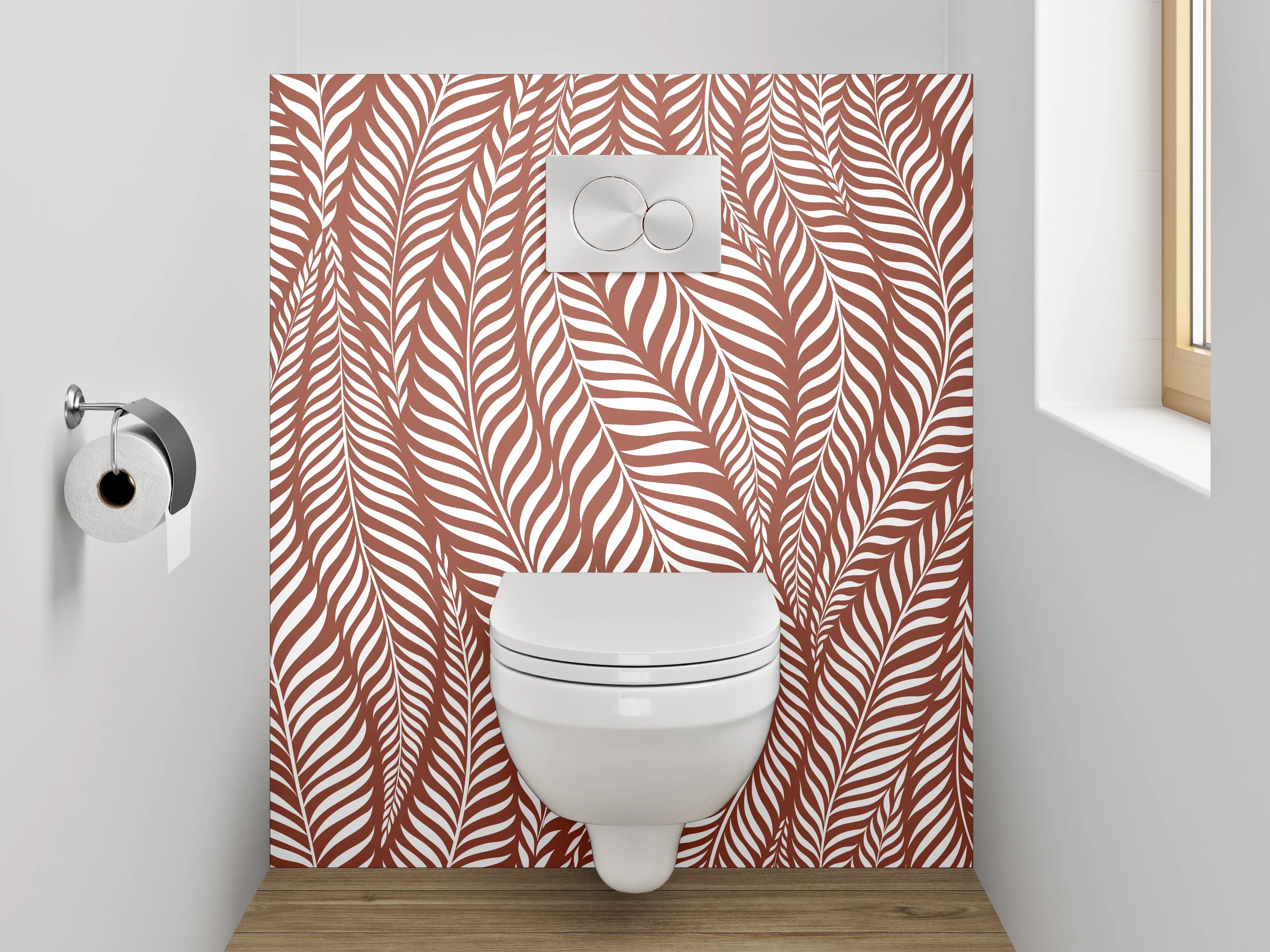 WC-Rückwand - Braunes Blattmuster Natur Design